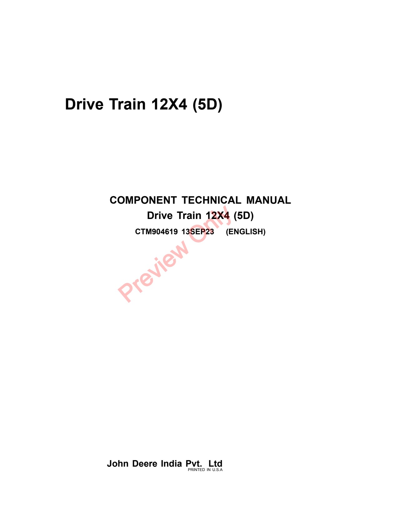 John Deere 5045D 5050D 5205 5D Attachment Component Technical Manual CTM904619 1 John Deere 5045D 5050D 5205 5D Attachment Component Technical Manual CTM904619