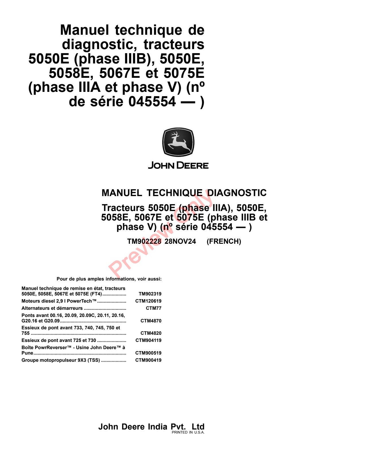 John Deere 5058E 5067E 5075E 5050E Tractor Diagnostic Technical Manual TM902228 FR 1 John Deere 5058E 5067E 5075E 5050E Tractor Diagnostic Technical Manual TM902228 FR