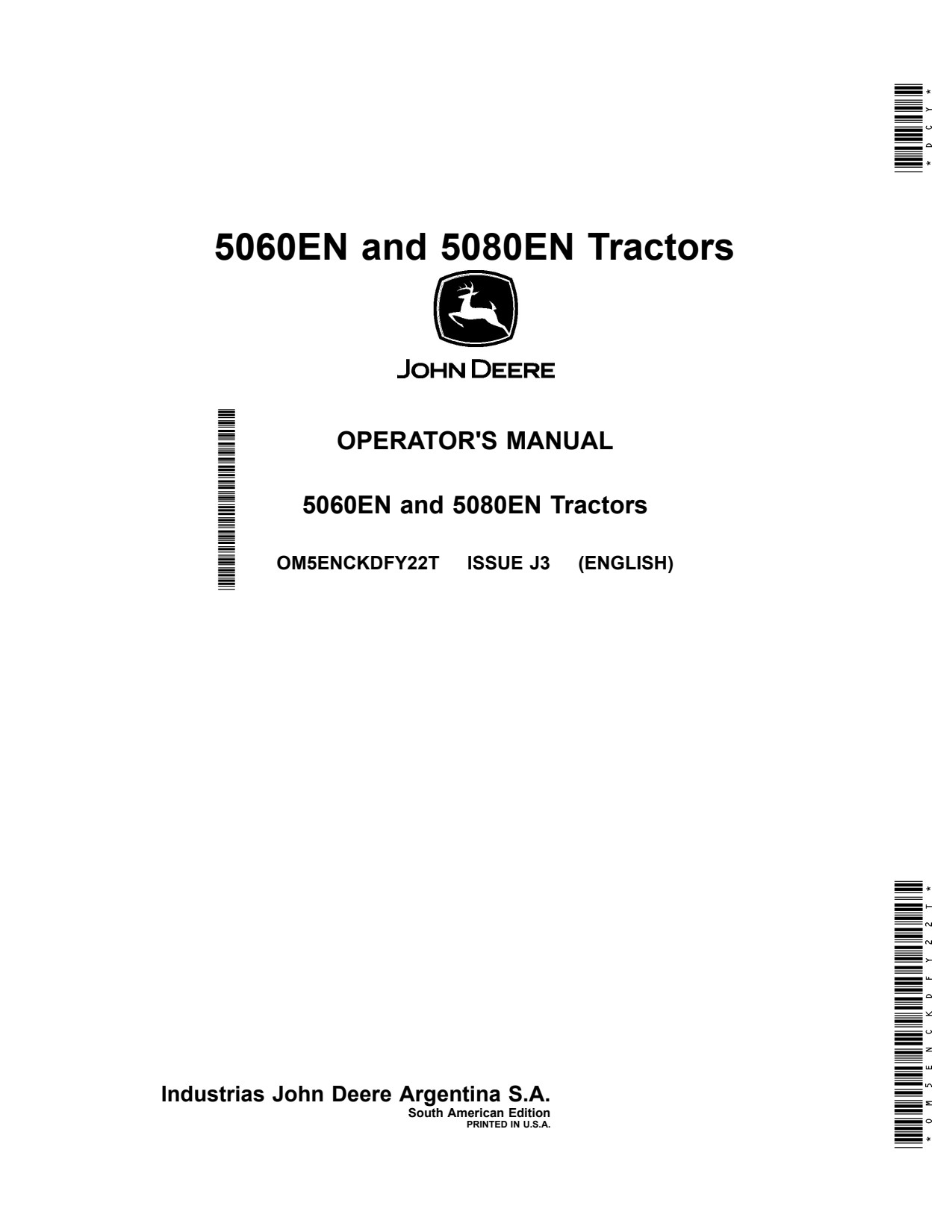 John Deere 5060EN 5080EN Tractor Operator Manual OM5ENCKDFY22T 1 John Deere 5060EN 5080EN Tractor Operator Manual OM5ENCKDFY22T