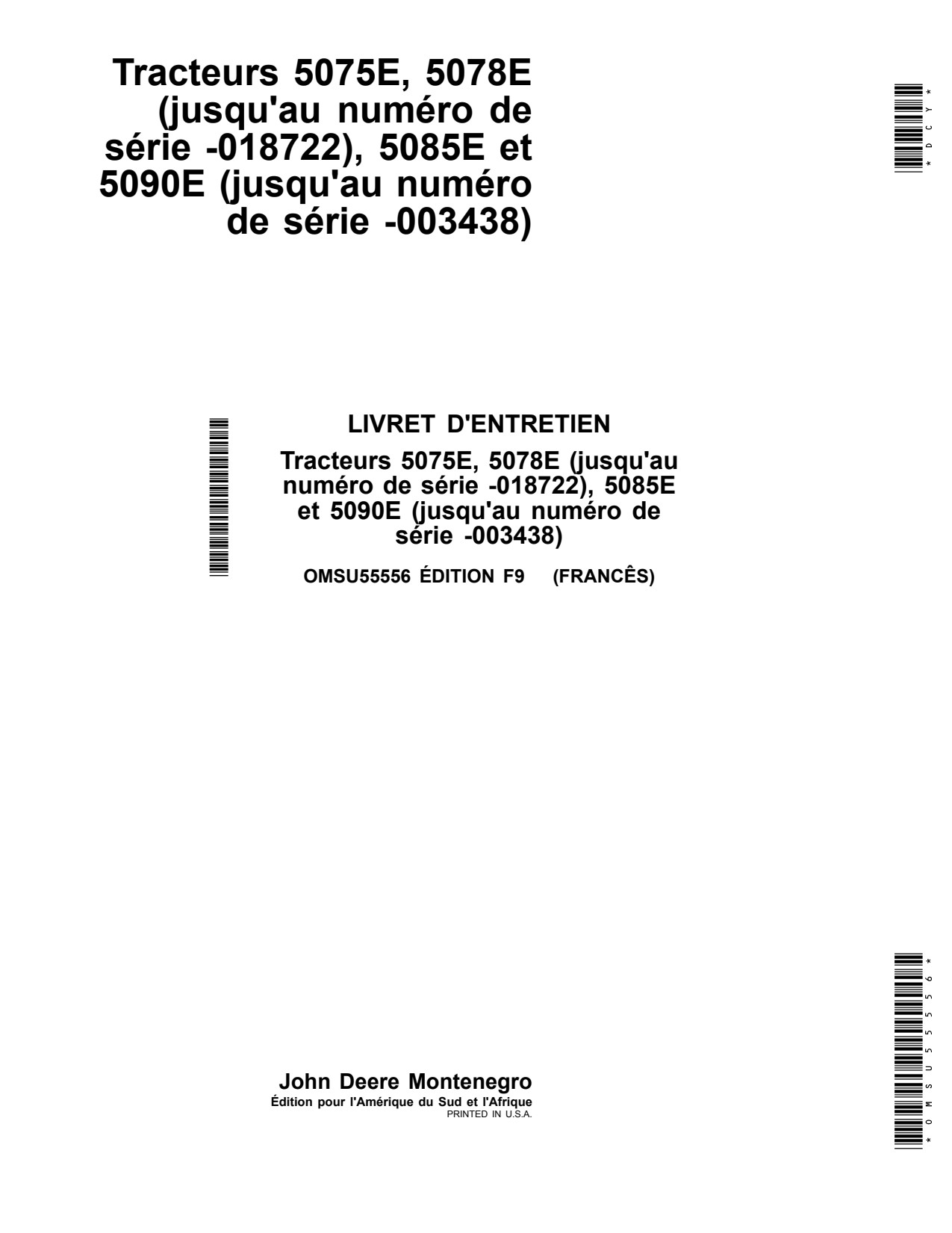 John Deere 5075E 5078E 5085E 5090E Tractor Operator Manual OMSU55556 FR 1 John Deere 5075E 5078E 5085E 5090E Tractor Operator Manual OMSU55556 FR