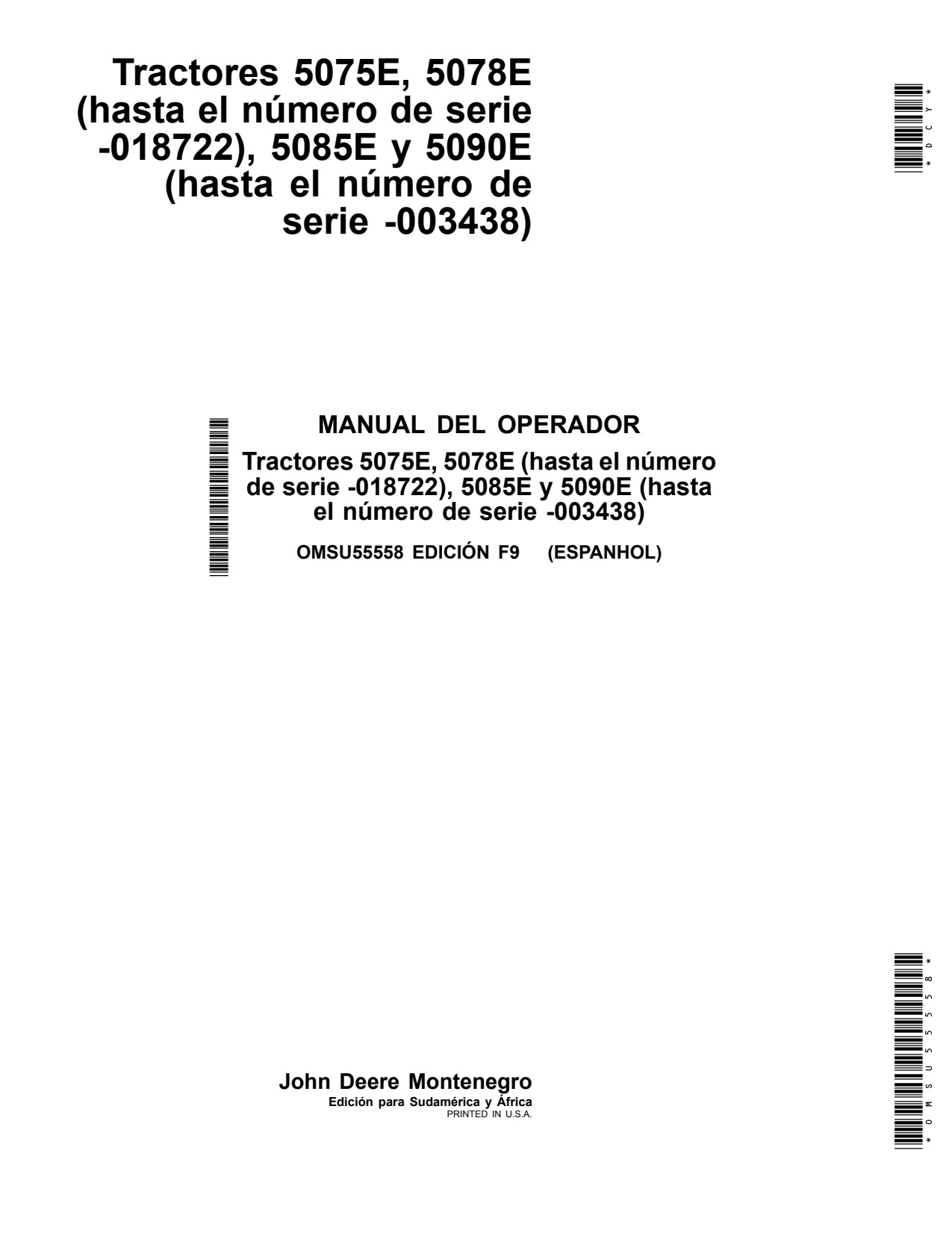 John Deere 5075E 5078E 5085E 5090E Tractor Operator Manual OMSU55558 ES 1 John Deere 5075E 5078E 5085E 5090E Tractor Operator Manual OMSU55558 ES