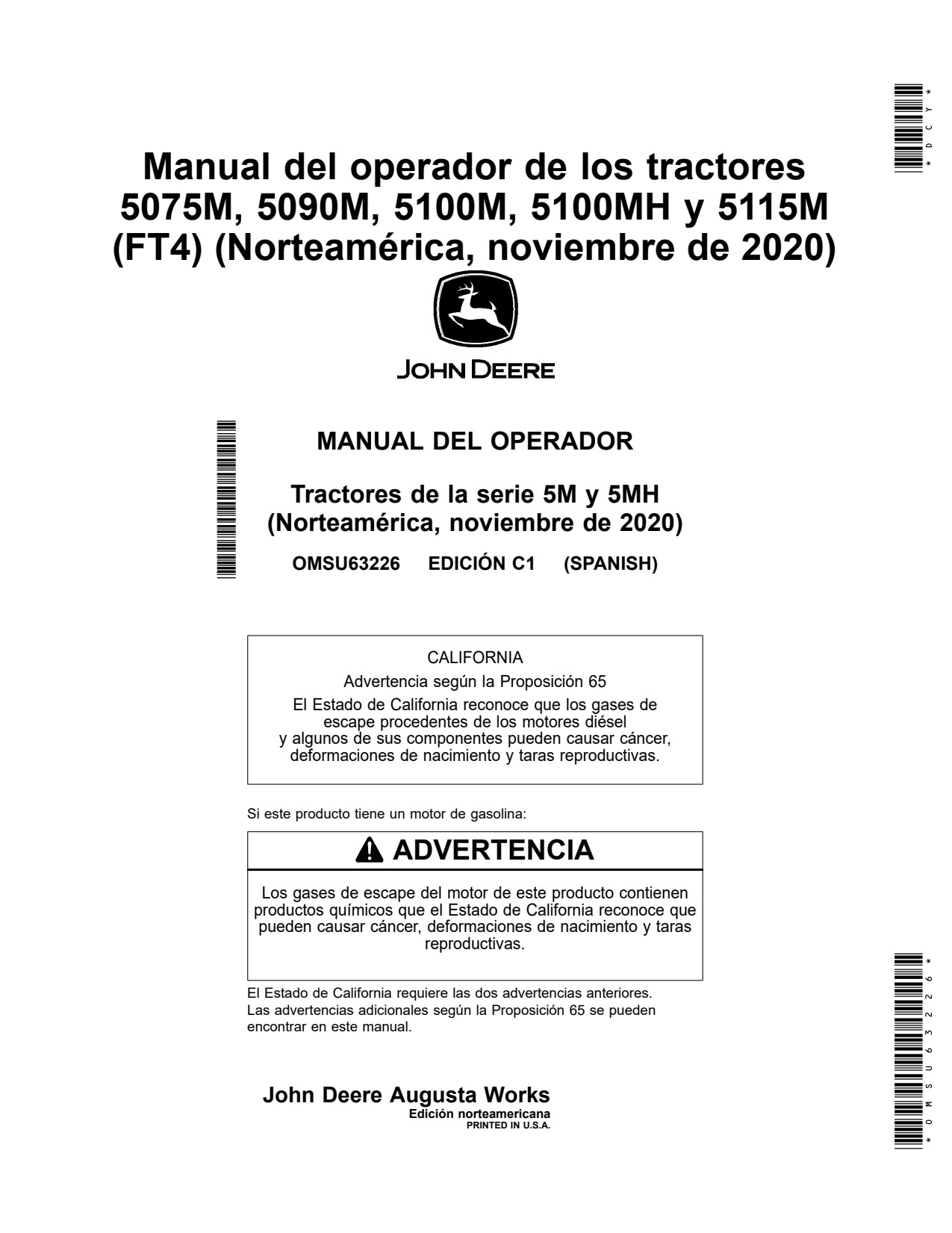 John Deere 5075M 5090M 5100M 5100MH 5115M FT4 Tractor Operator Manual OMSU63226 ES 1 John Deere 5075M 5090M 5100M 5100MH 5115M FT4 Tractor Operator Manual OMSU63226 ES