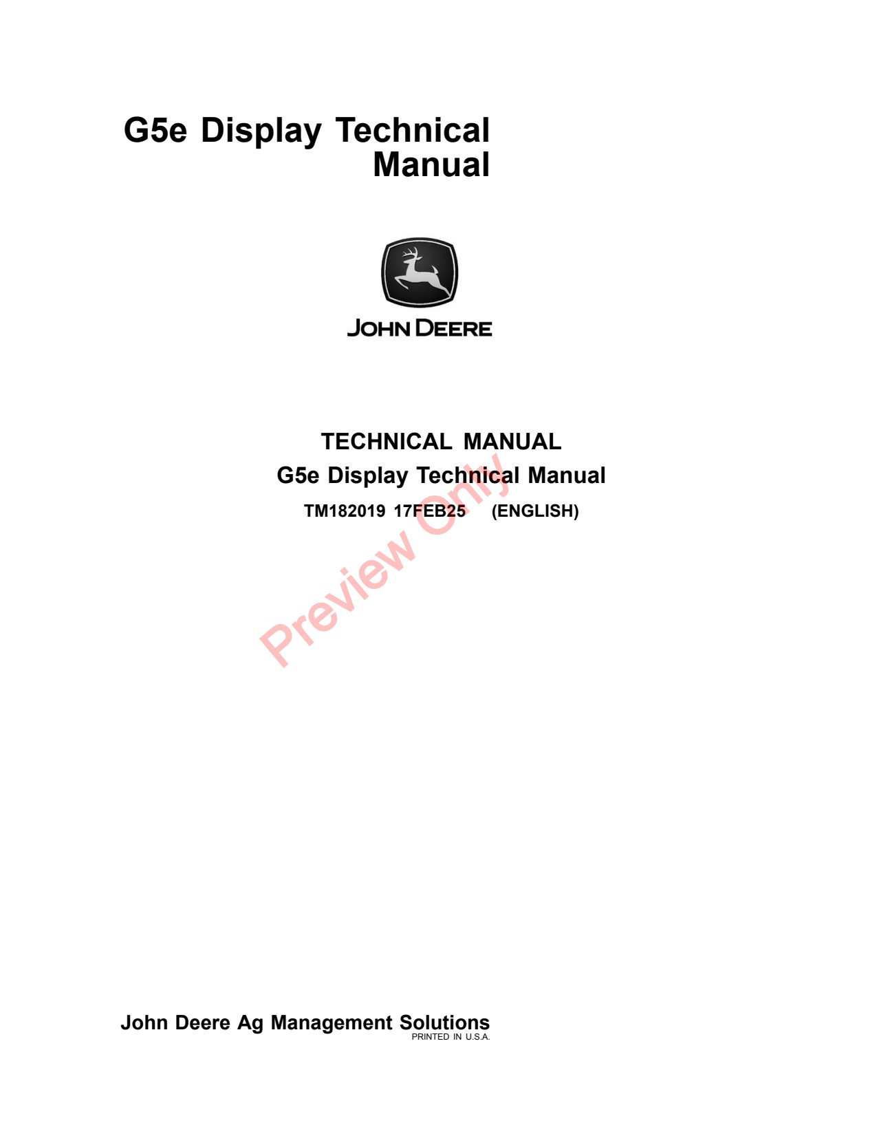 John Deere 5080 5090 5090GH 5080GV 5100GV 5080GF G5E Monitor Display System Technical Manual TM182019 1 John Deere 5080 5090 5090GH 5080GV 5100GV 5080GF G5E Monitor Display System Technical Manual TM182019