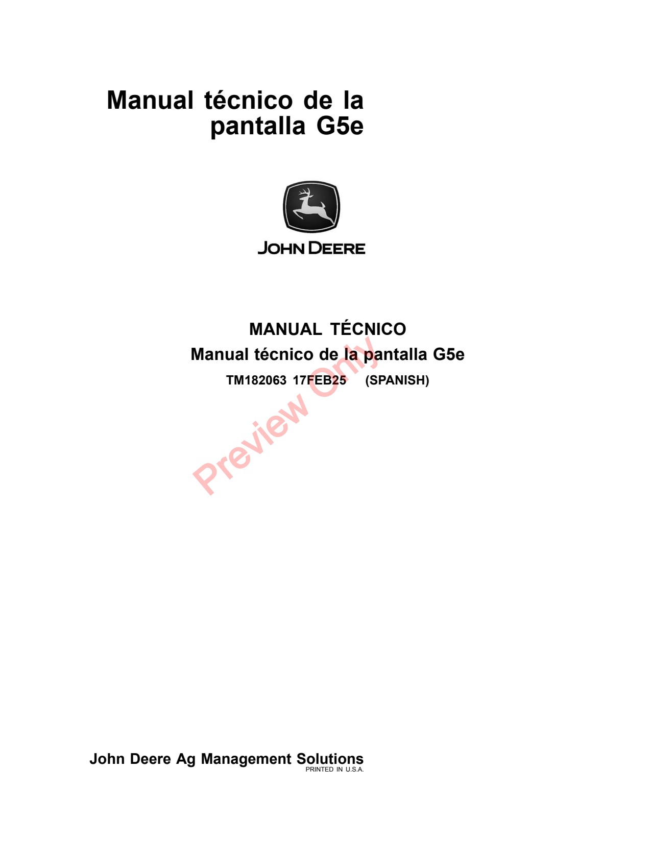 John Deere 5080 5090 5090GH 5080GV 5100GV 5080GF G5E Monitor Display System Technical Manual TM182063 ES 1 John Deere 5080 5090 5090GH 5080GV 5100GV 5080GF G5E Monitor Display System Technical Manual TM182063 ES