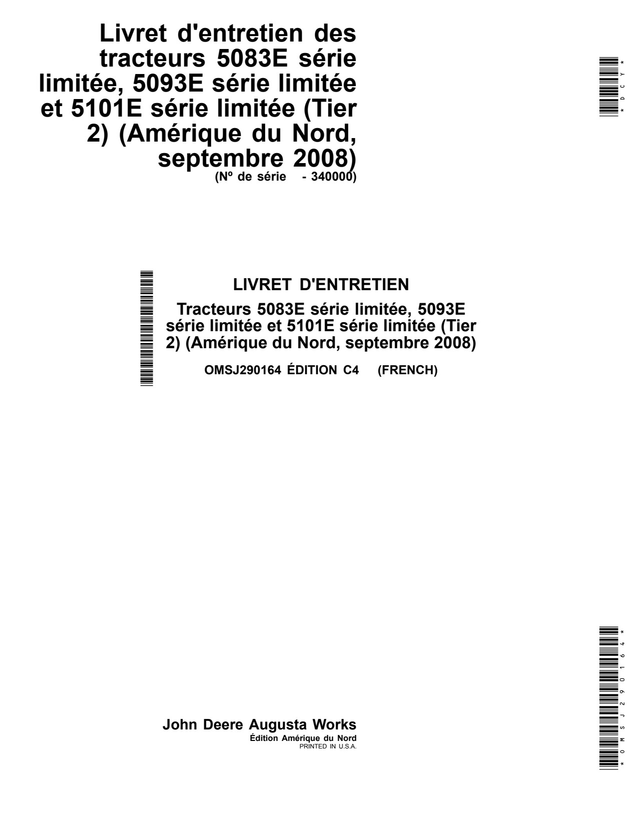 John Deere 5083E 5093E Limited 5101E Tractor Operator Manual OMSJ290164 FR 1 John Deere 5083E 5093E Limited 5101E Tractor Operator Manual OMSJ290164 FR