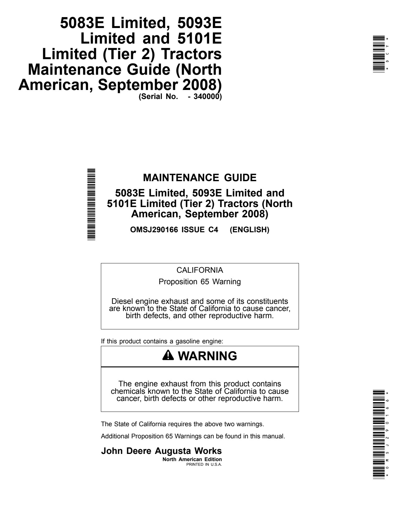 John Deere 5083E 5093E Limited 5101E Tractor Operator Manual OMSJ290166 1 John Deere 5083E 5093E Limited 5101E Tractor Operator Manual OMSJ290166