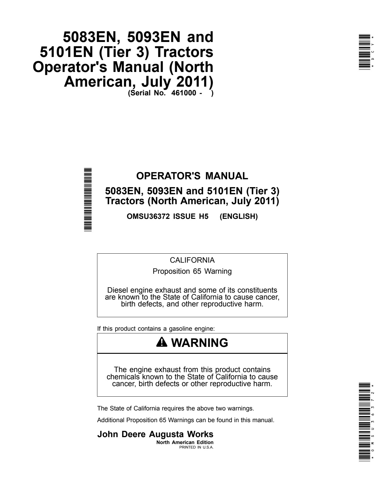 John Deere 5083EN 5093EN 5101EN Tractor Operator Manual OMSU36372 1 John Deere 5083EN 5093EN 5101EN Tractor Operator Manual OMSU36372