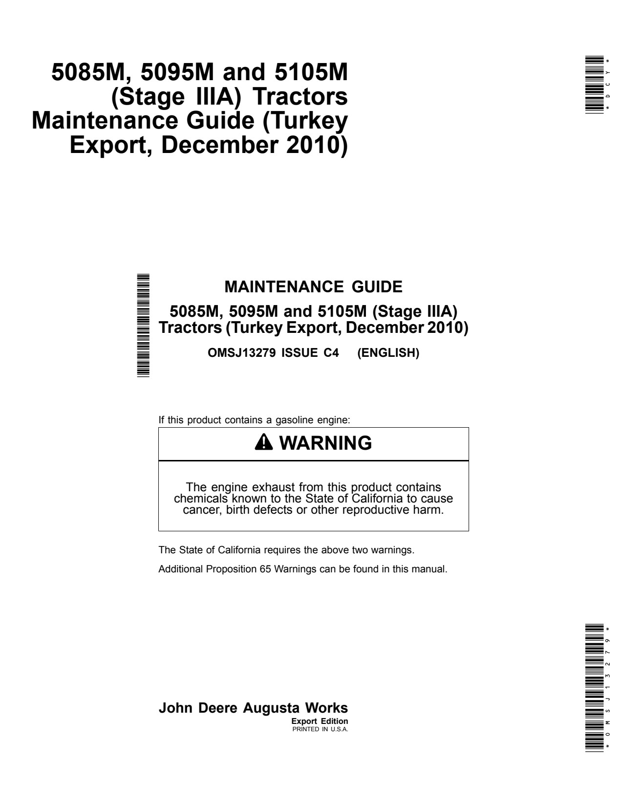 John Deere 5085M 5095M 5105M Tractor Operator Manual OMSJ13279 1 John Deere 5085M 5095M 5105M Tractor Operator Manual OMSJ13279
