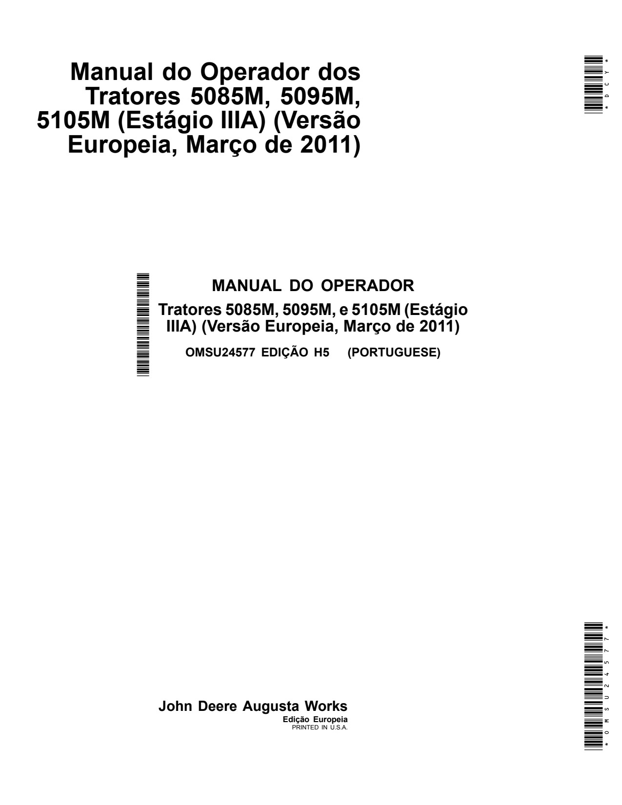 John Deere 5085M 5095M 5105M Tractor Operator Manual OMSU24577 PT 1 John Deere 5085M 5095M 5105M Tractor Operator Manual OMSU24577 PT