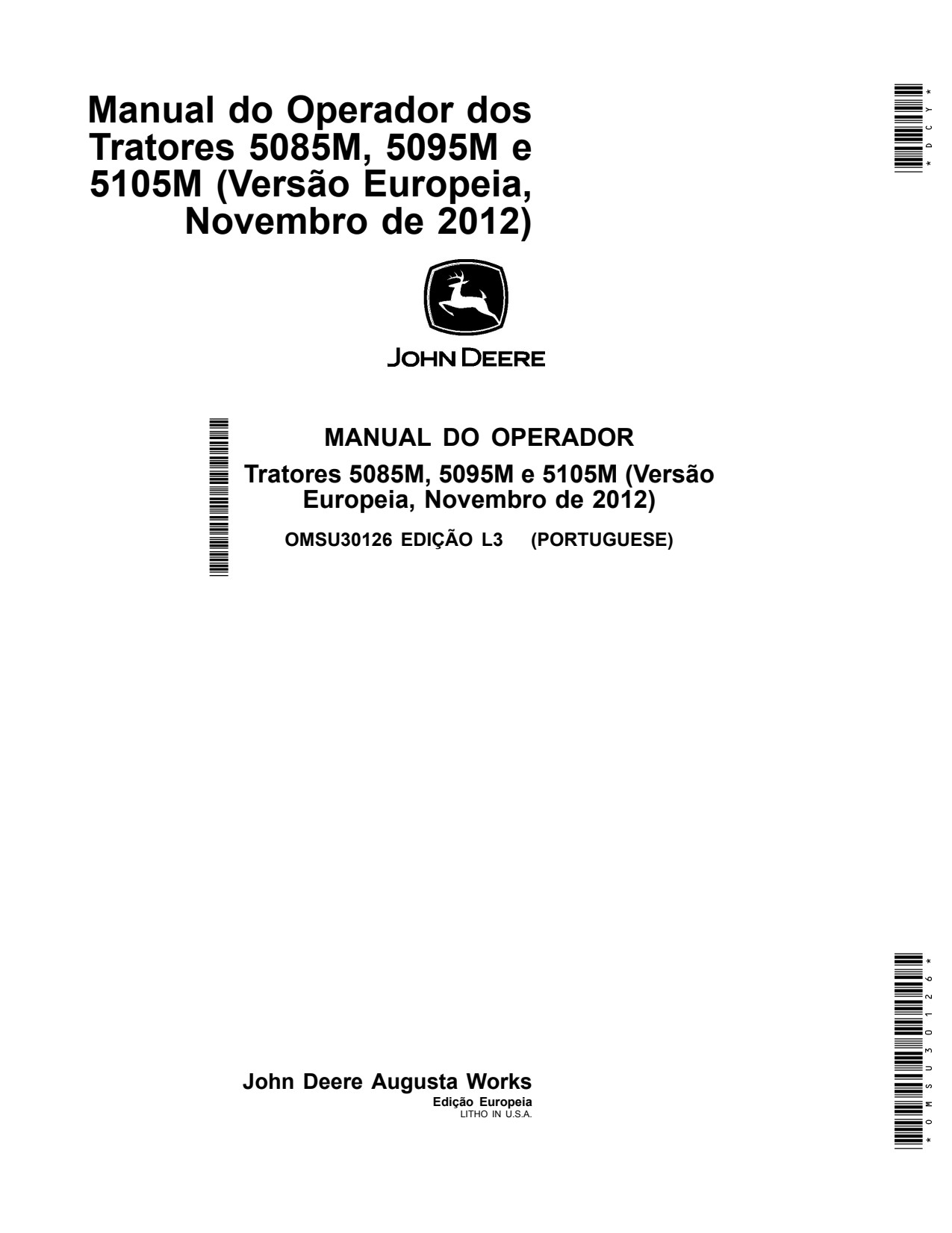 John Deere 5085M 5095M 5105M Tractor Operator Manual OMSU30126 PT 1 John Deere 5085M 5095M 5105M Tractor Operator Manual OMSU30126 PT
