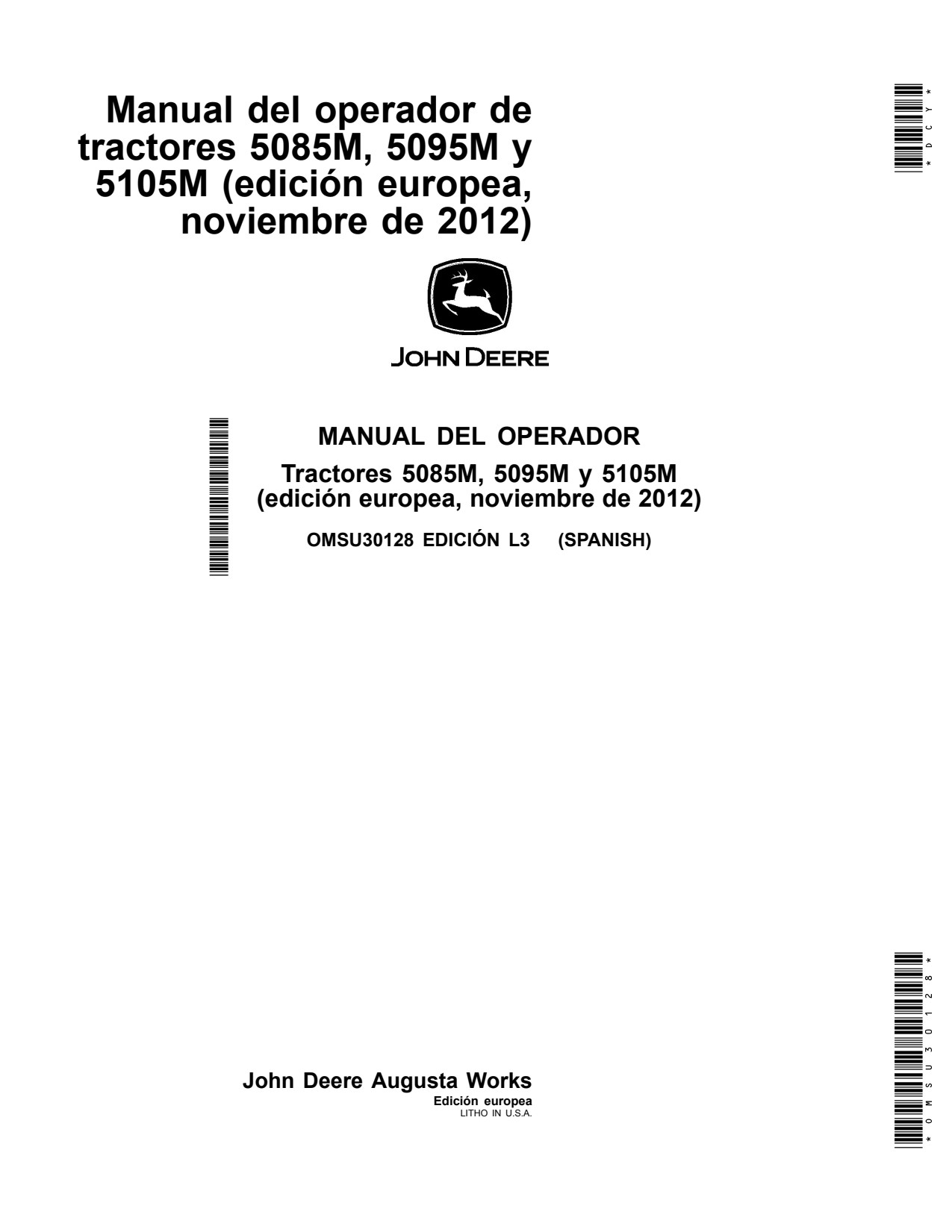 John Deere 5085M 5095M 5105M Tractor Operator Manual OMSU30128 ES 1 John Deere 5085M 5095M 5105M Tractor Operator Manual OMSU30128 ES