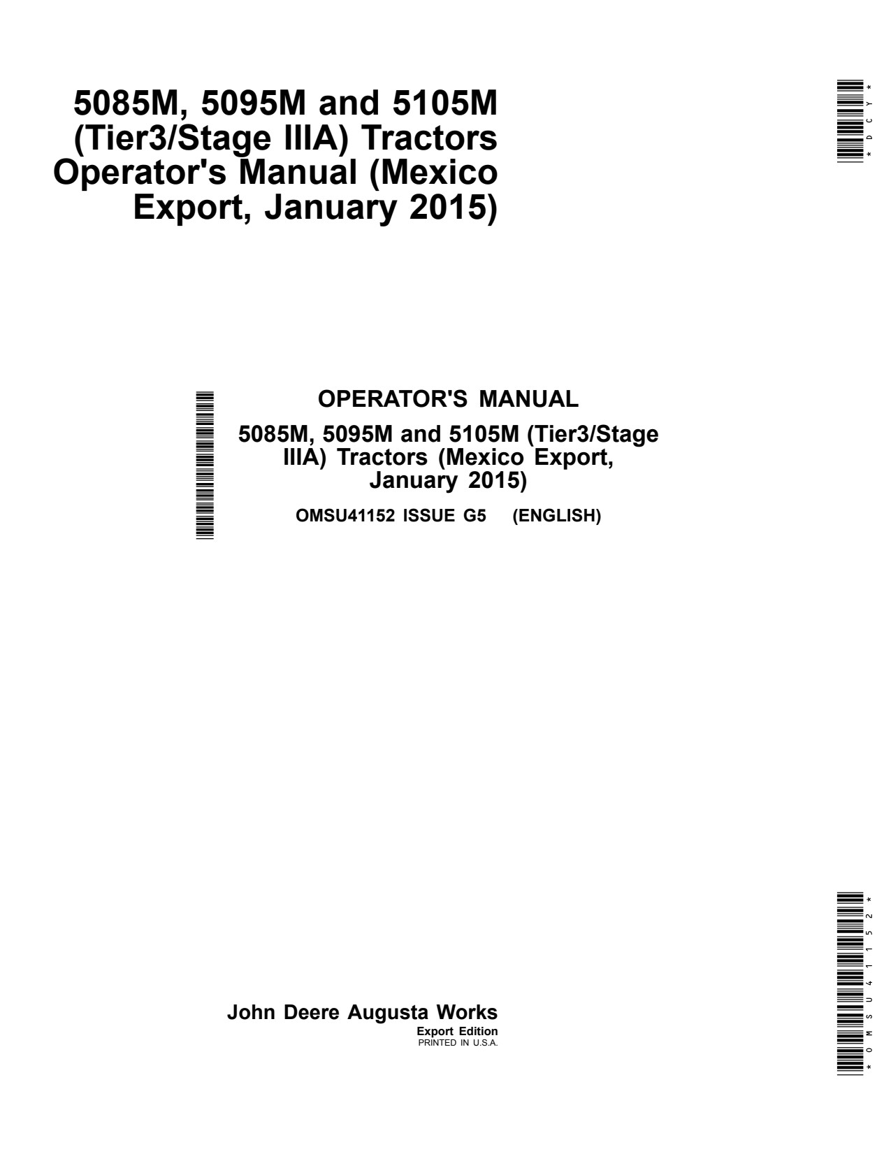 John Deere 5085M 5095M 5105M Tractor Operator Manual OMSU41152 1 John Deere 5085M 5095M 5105M Tractor Operator Manual OMSU41152