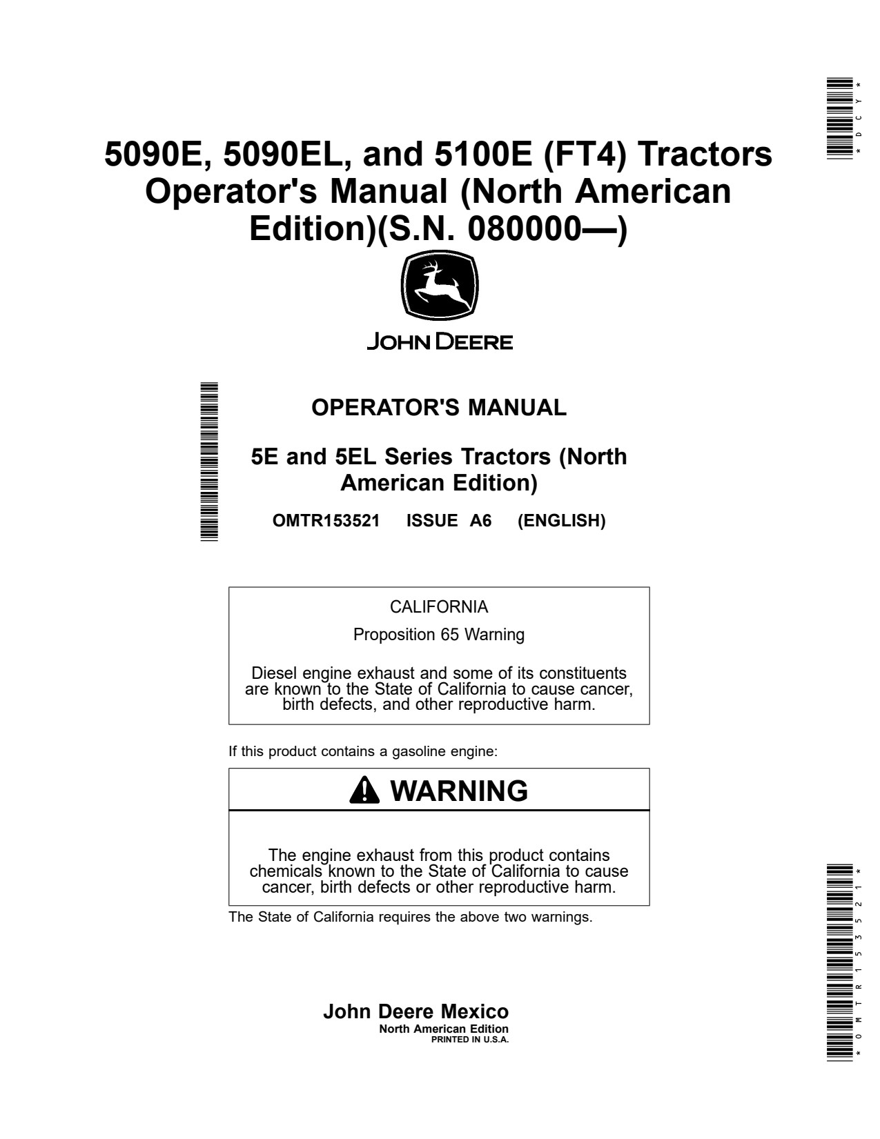 John Deere 5090E 5090EL 5100E FT4 Tractor Operator Manual OMTR153521 1 John Deere 5090E 5090EL 5100E FT4 Tractor Operator Manual OMTR153521