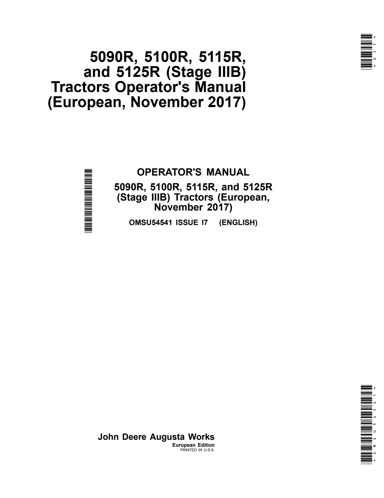 John Deere 5090R 5100R 5115R 5125R Tractor Operator Manual OMSU54541 1 John Deere 5090R 5100R 5115R 5125R Tractor Operator Manual OMSU54541
