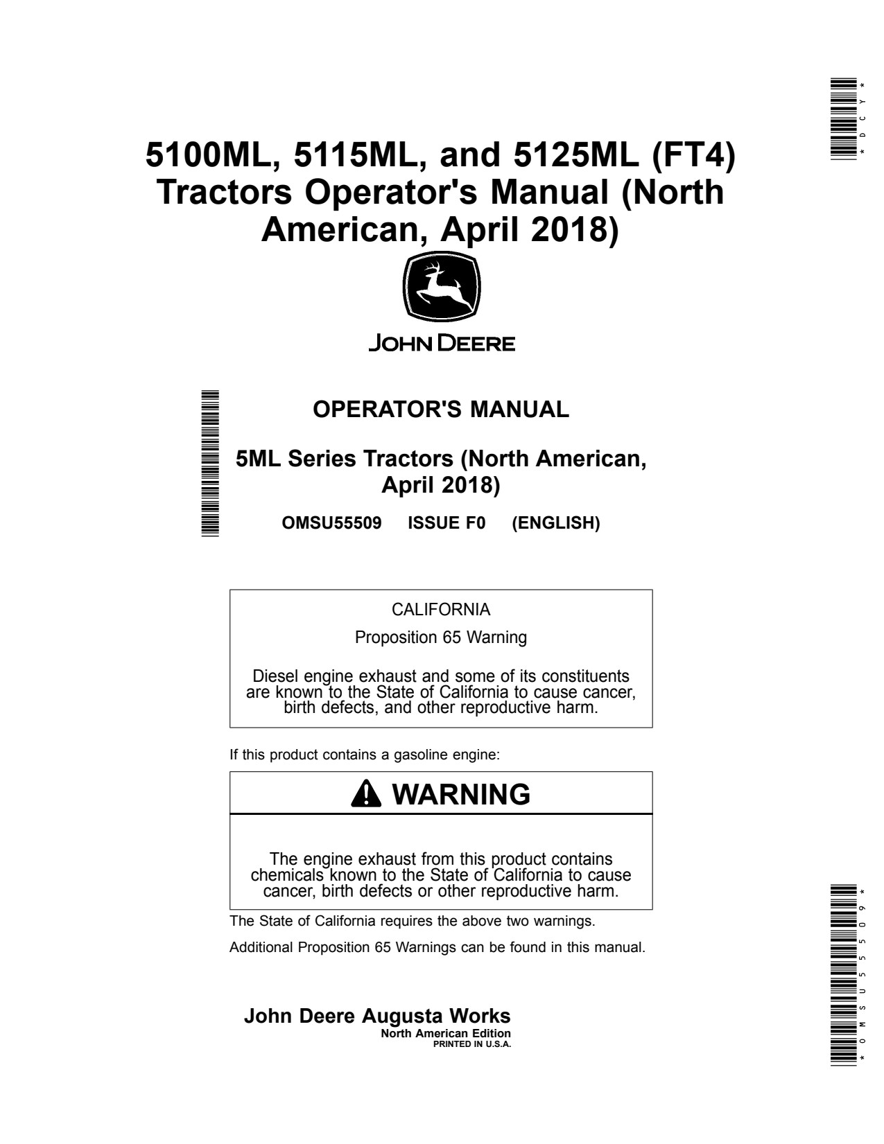 John Deere 5100ML 5125ML 5115ML FT4 Tractor Operator Manual OMSU55509 1 John Deere 5100ML 5125ML 5115ML FT4 Tractor Operator Manual OMSU55509