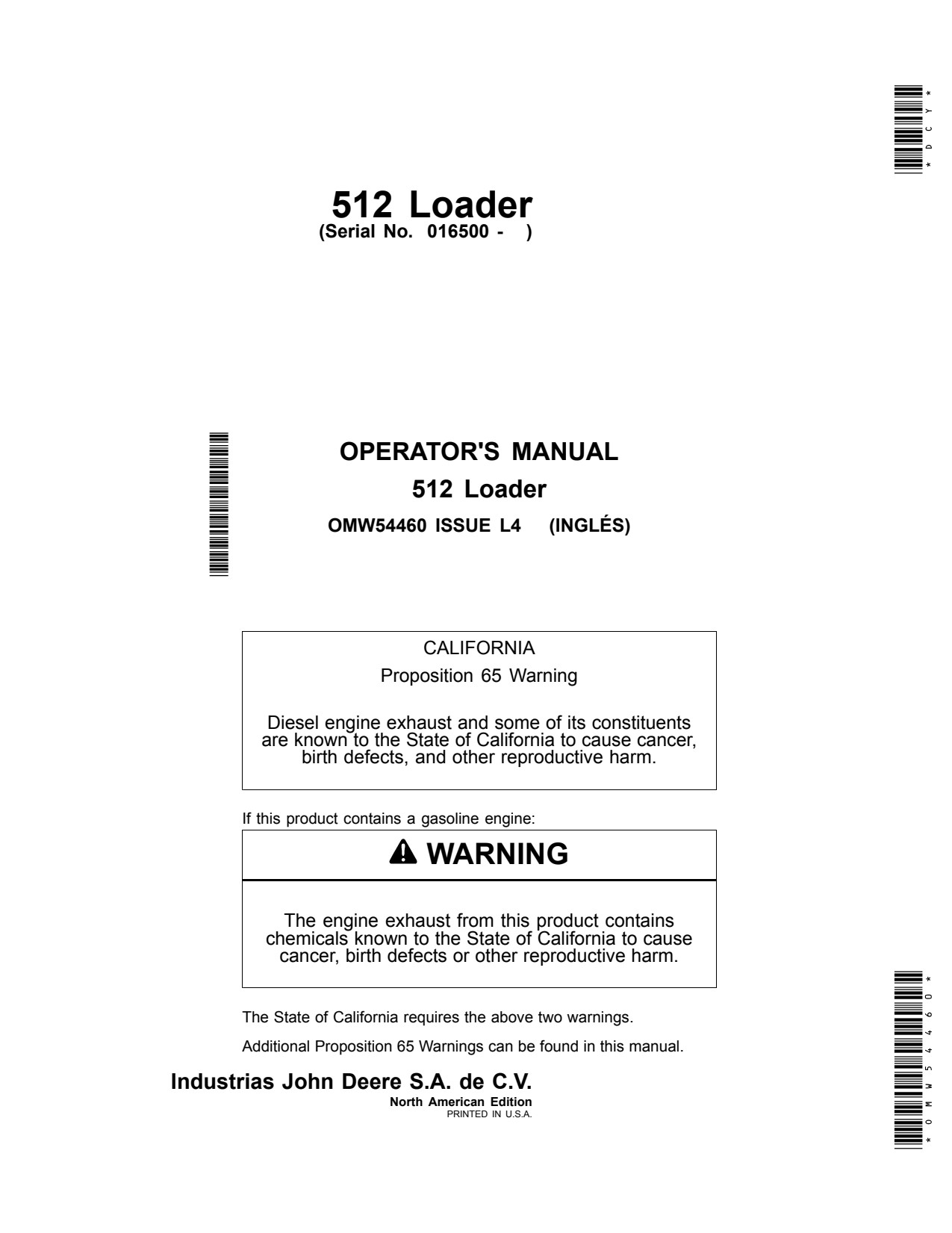 John Deere 5103 5105 5205 5203 to 5403 5220 5045D 5055D 5045E 5055E 5065E 5075E 512 Loader Operator Manual OMW54460 1 John Deere 5103 5105 5205 5203 to 5403 5220 5045D 5055D 5045E 5055E 5065E 5075E 512 Loader Operator Manual OMW54460
