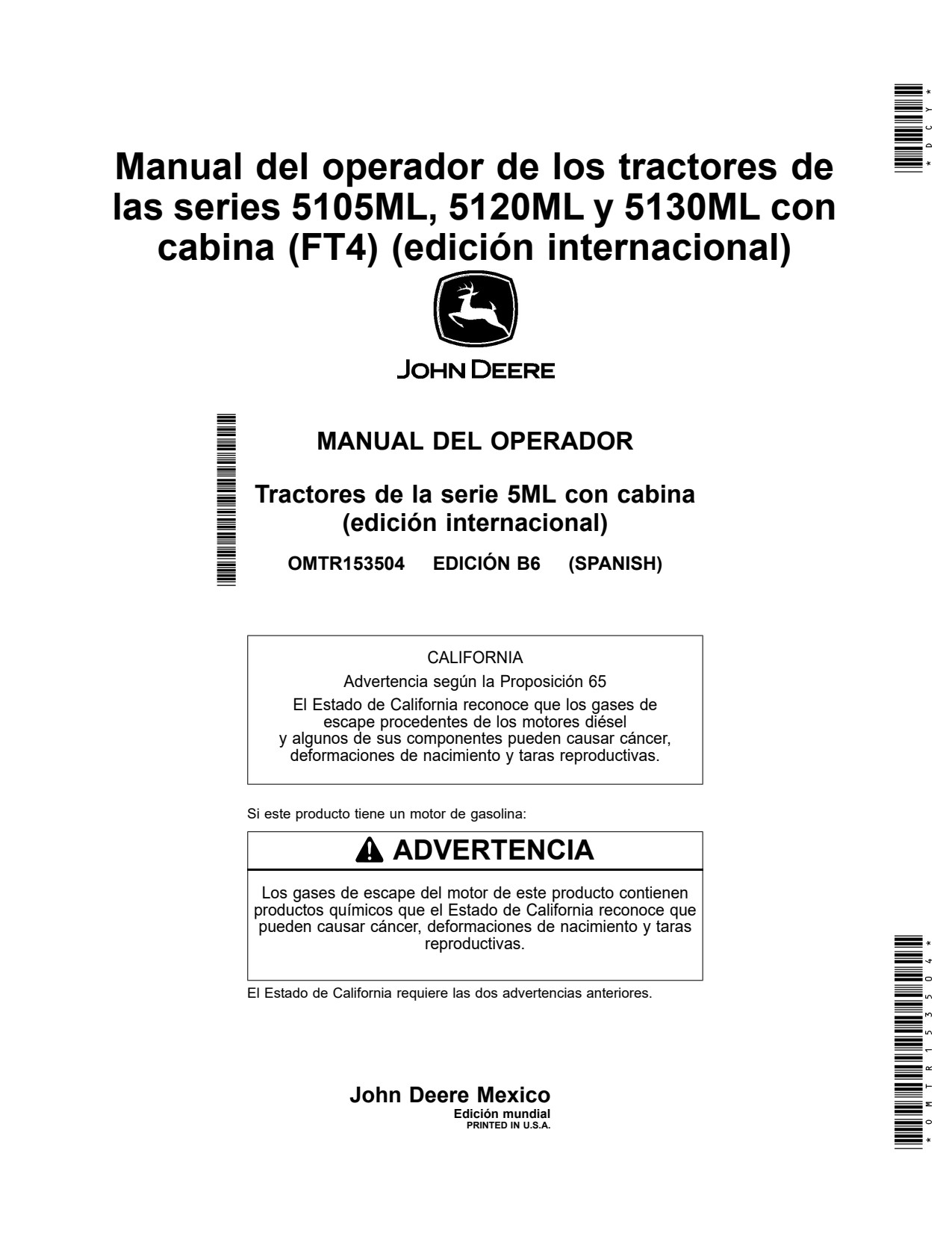 John Deere 5105ML 5120ML 5130ML FT4 Tractor Operator Manual OMTR153504 ES 1 John Deere 5105ML 5120ML 5130ML FT4 Tractor Operator Manual OMTR153504 ES