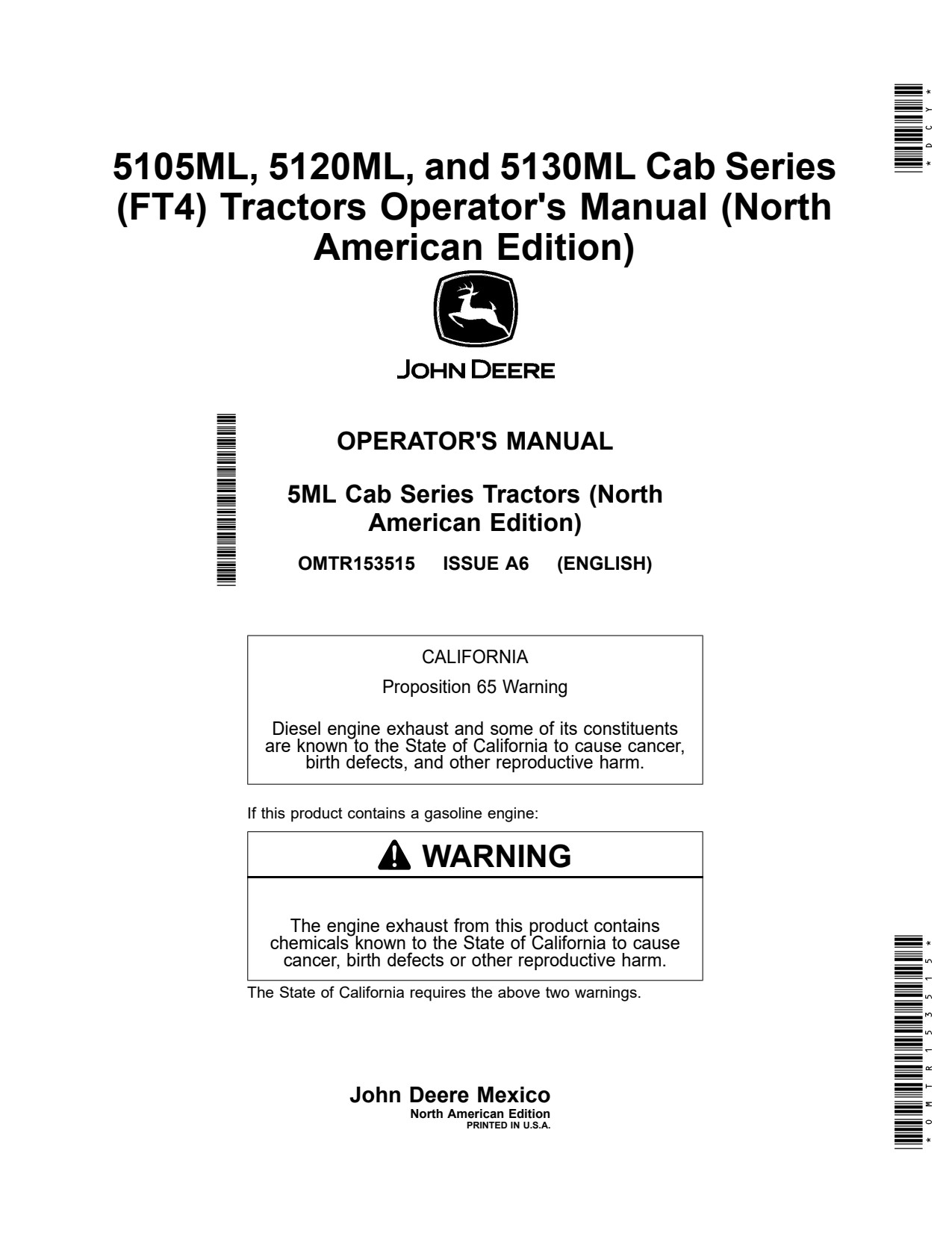 John Deere 5105ML 5120ML 5130ML FT4 Tractor Operator Manual OMTR153515 1 John Deere 5105ML 5120ML 5130ML FT4 Tractor Operator Manual OMTR153515