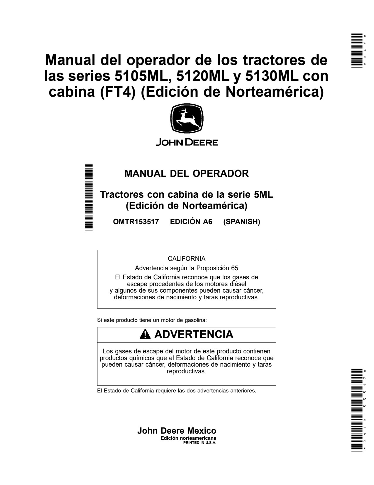 John Deere 5105ML 5120ML 5130ML FT4 Tractor Operator Manual OMTR153517 ES 1 John Deere 5105ML 5120ML 5130ML FT4 Tractor Operator Manual OMTR153517 ES