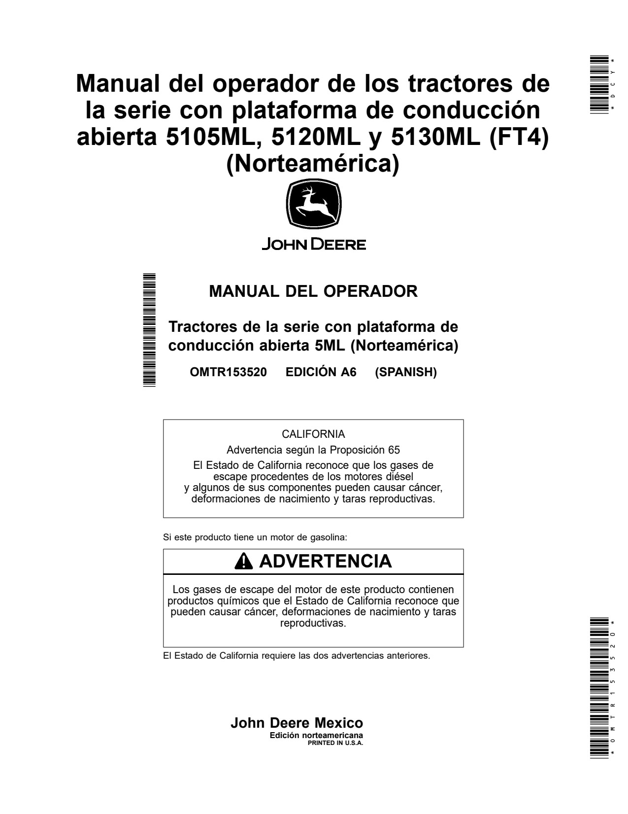 John Deere 5105ML 5120ML 5130ML FT4 Tractor Operator Manual OMTR153520 ES 1 John Deere 5105ML 5120ML 5130ML FT4 Tractor Operator Manual OMTR153520 ES