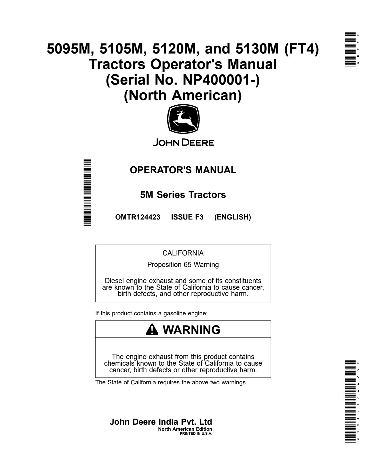 John Deere 5120M 5130M 5095M 5105M FT4 Tractor Operator Manual OMTR124423 1 John Deere 5120M 5130M 5095M 5105M FT4 Tractor Operator Manual OMTR124423