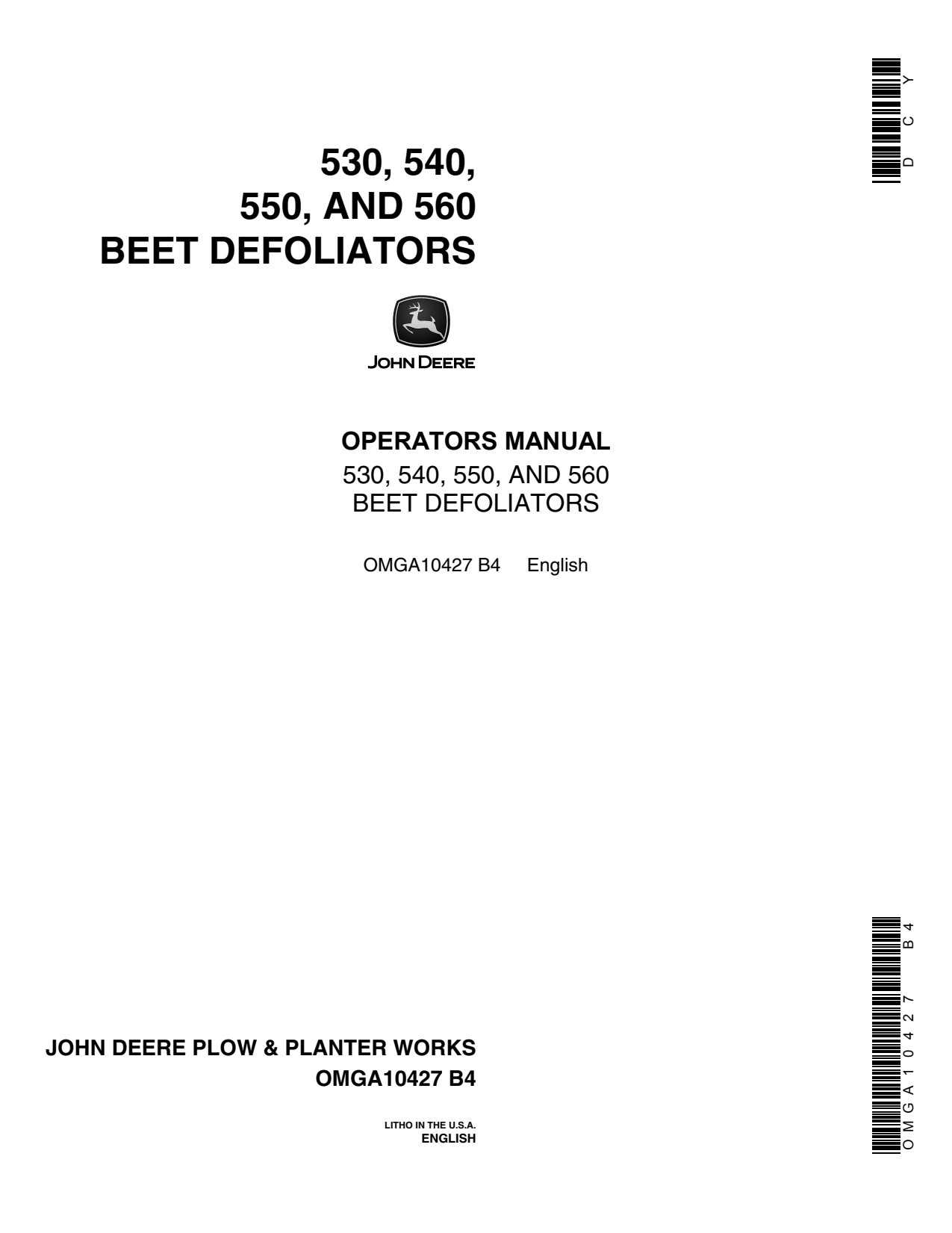 John Deere 530 to 560 Beet Defoliator Operator Manual OMGA10427 1 John Deere 530 to 560 Beet Defoliator Operator Manual OMGA10427