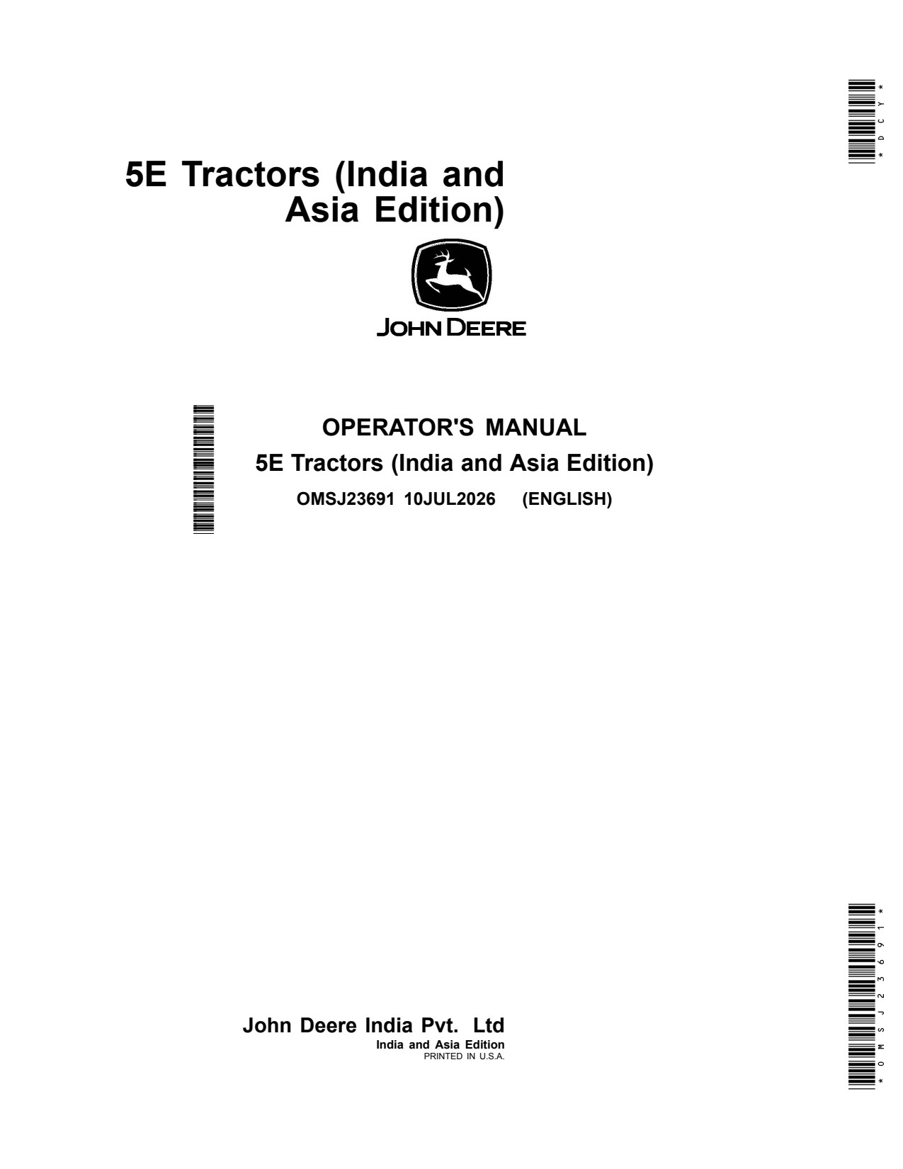 John Deere 5310 5055E 5060E 5065E 5075E 5E Tractor Operator Manual OMSJ23691 1 John Deere 5310 5055E 5060E 5065E 5075E 5E Tractor Operator Manual OMSJ23691
