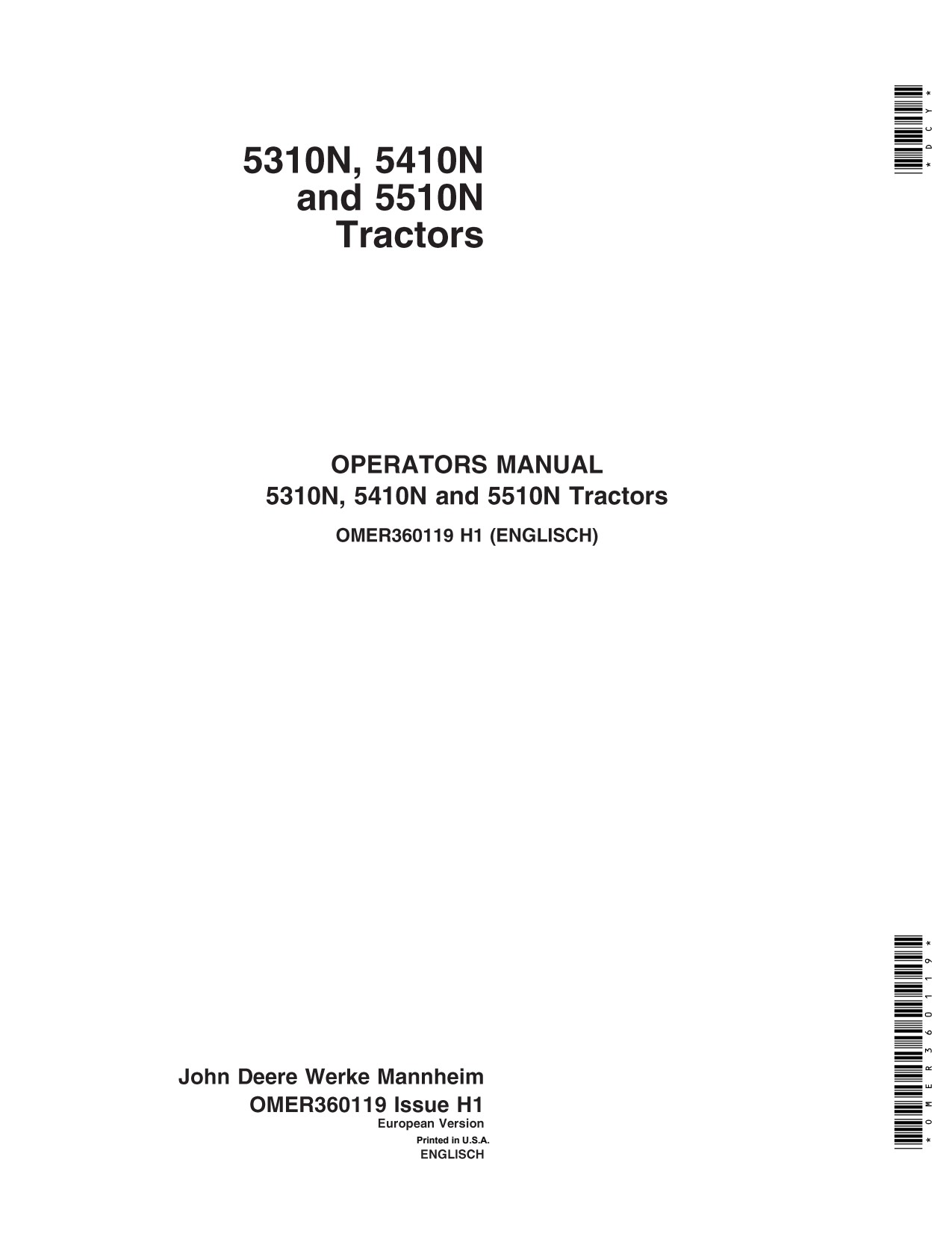 John Deere 5310N 5410N 5510N Tractor Operator Manual OMER360119 1 John Deere 5310N 5410N 5510N Tractor Operator Manual OMER360119