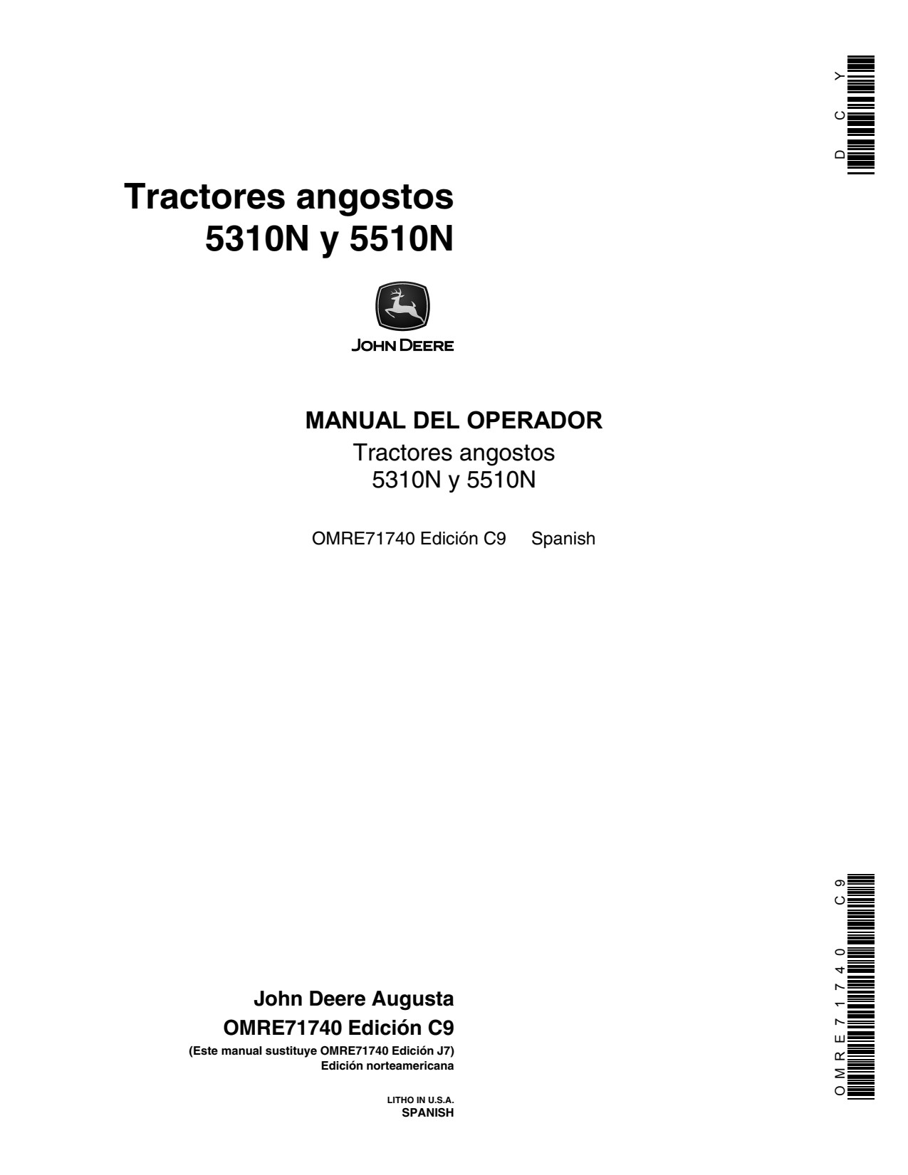 John Deere 5310N 5510N Narrow Tractor Operator Manual OMRE71740 ES 1 John Deere 5310N 5510N Narrow Tractor Operator Manual OMRE71740 ES