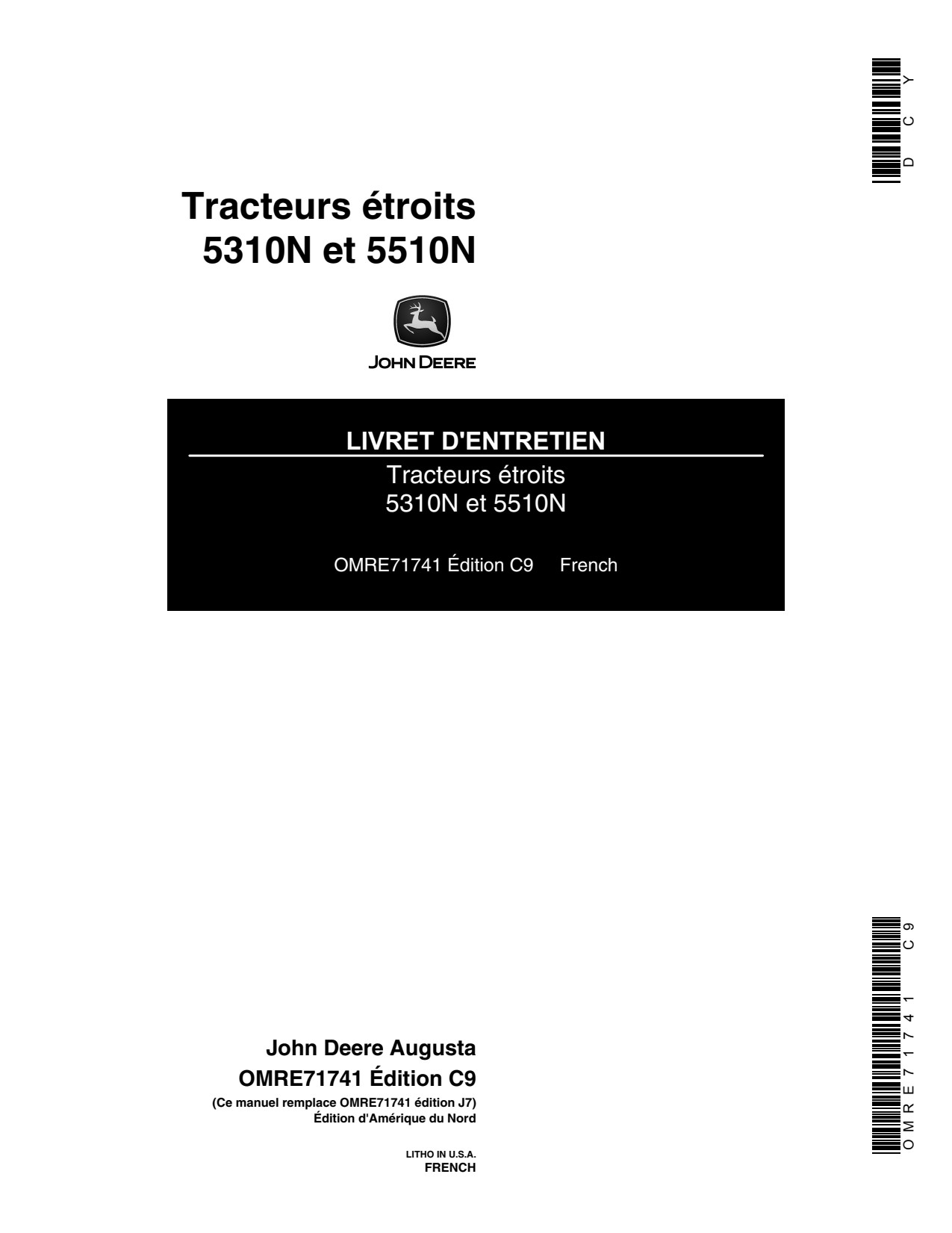 John Deere 5310N 5510N Narrow Tractor Operator Manual OMRE71741 FR 1 John Deere 5310N 5510N Narrow Tractor Operator Manual OMRE71741 FR