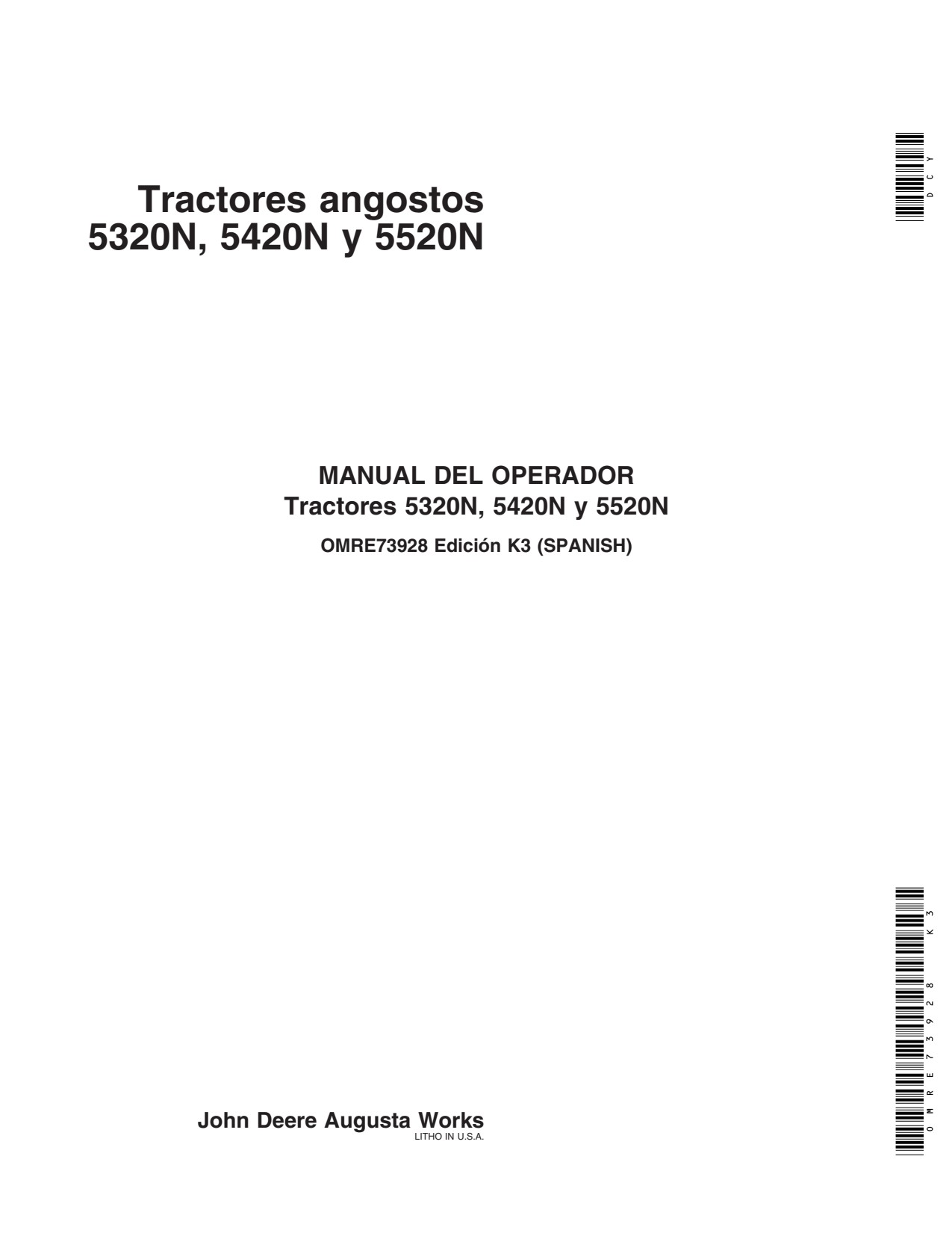 John Deere 5320N 5520N 5420N Tractor Operator Manual OMRE73928 ES 1 John Deere 5320N 5520N 5420N Tractor Operator Manual OMRE73928 ES