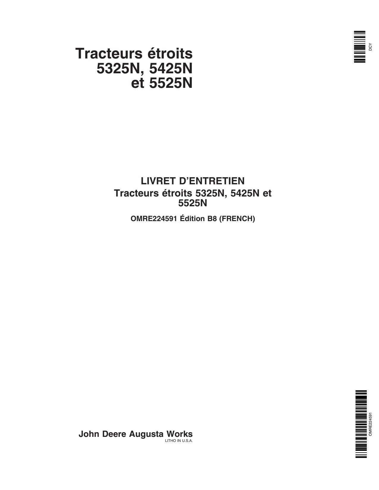 John Deere 5325N 5425N 5525N Narrow Tractor Operator Manual OMRE224591 FR 1 John Deere 5325N 5425N 5525N Narrow Tractor Operator Manual OMRE224591 FR