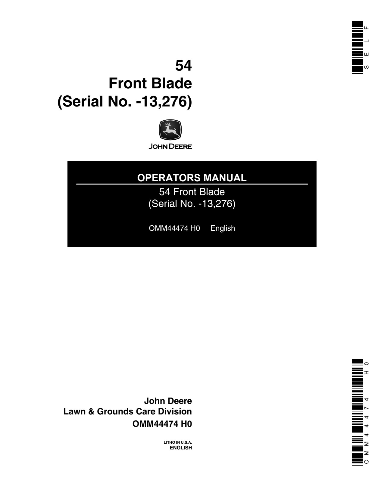 John Deere 54 Inch 120 140 Front Blade Operator Manual OMM44474 1 John Deere 54 Inch 120 140 Front Blade Operator Manual OMM44474