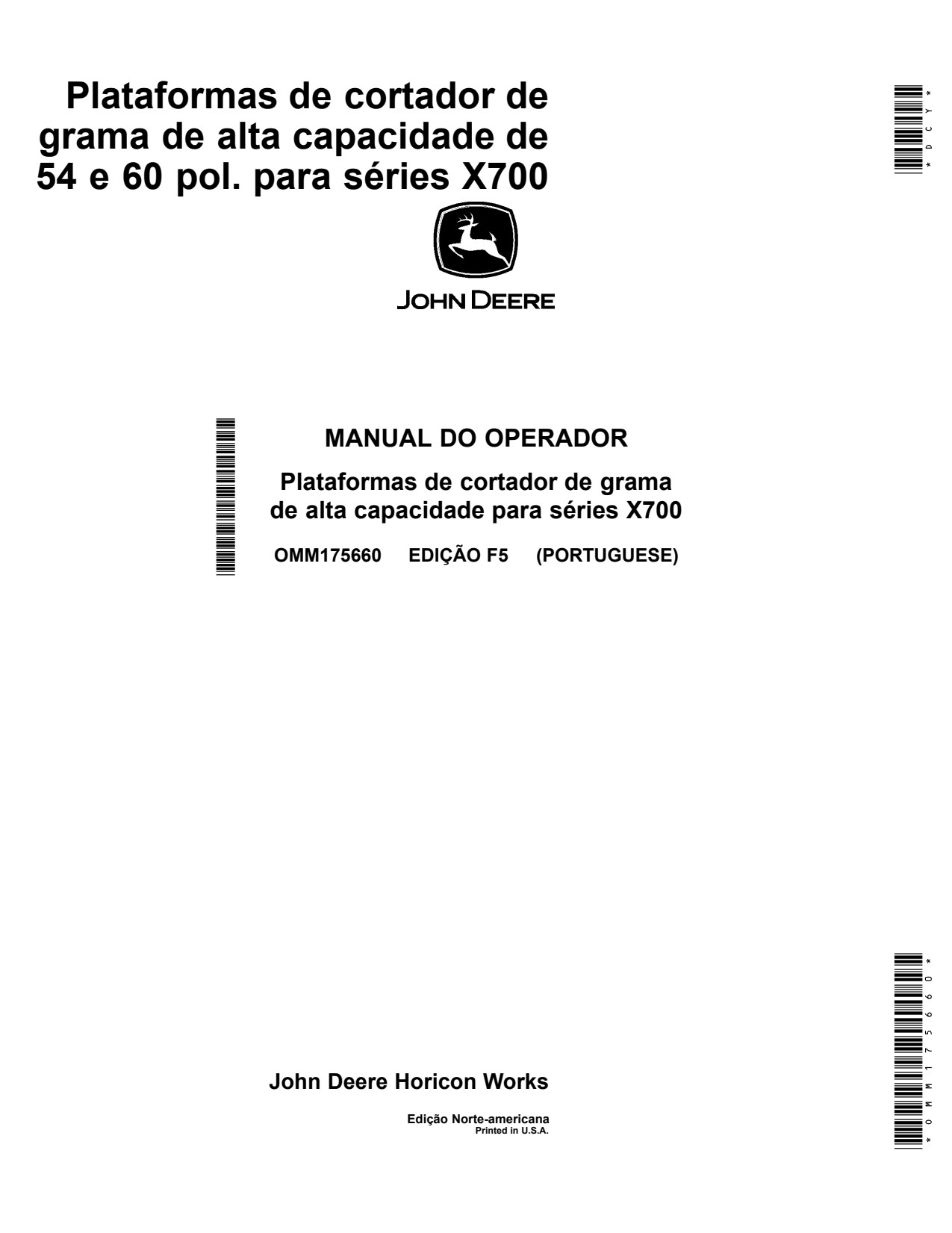 John Deere 54 Inch 54HC 60 60HC X700 High Capacity Mower Operator Manual OMM175660 PT 1 John Deere 54 Inch 54HC 60 60HC X700 High Capacity Mower Operator Manual OMM175660 PT