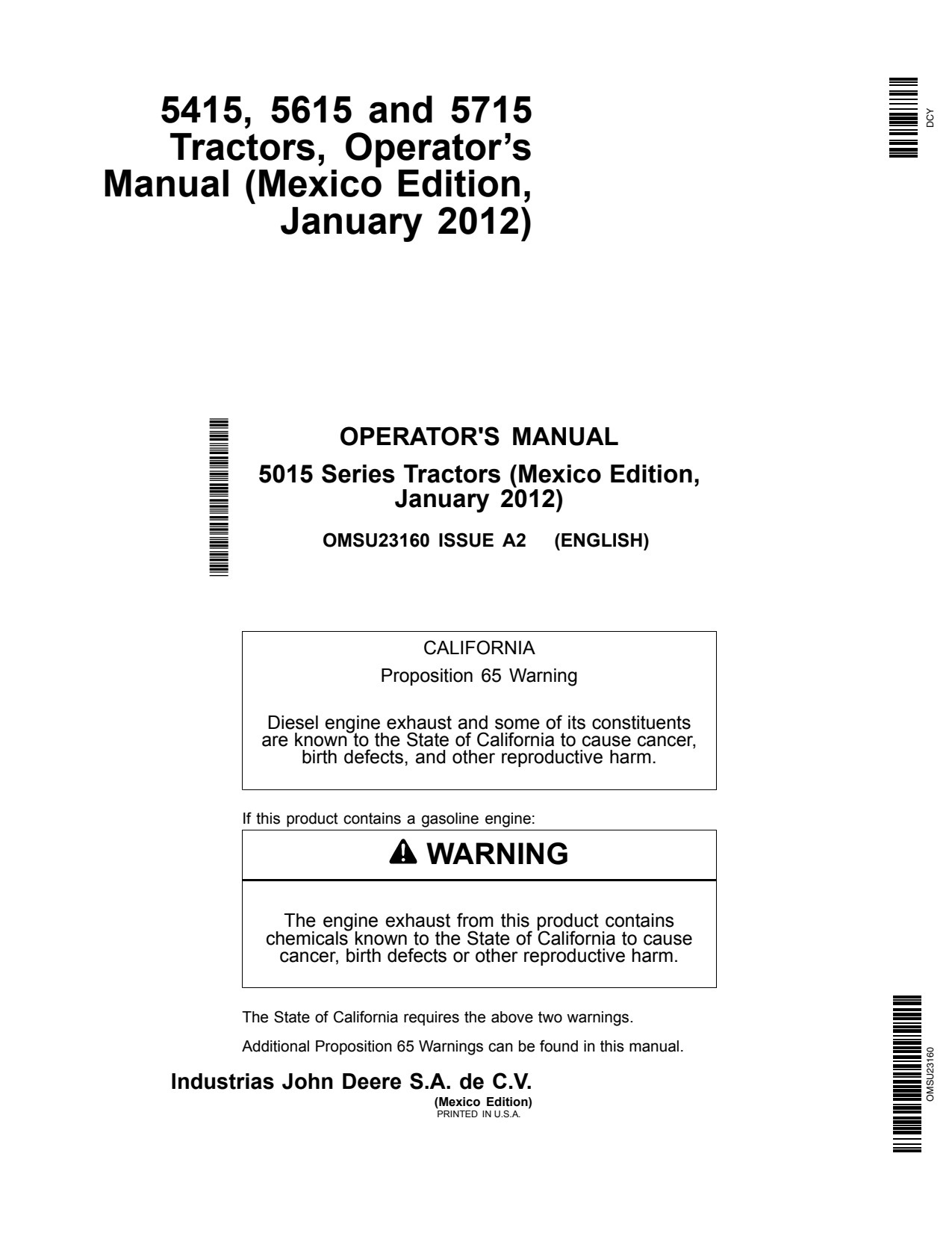 John Deere 5415 5615 5715 Tractor Operator Manual OMSU23160 1 John Deere 5415 5615 5715 Tractor Operator Manual OMSU23160