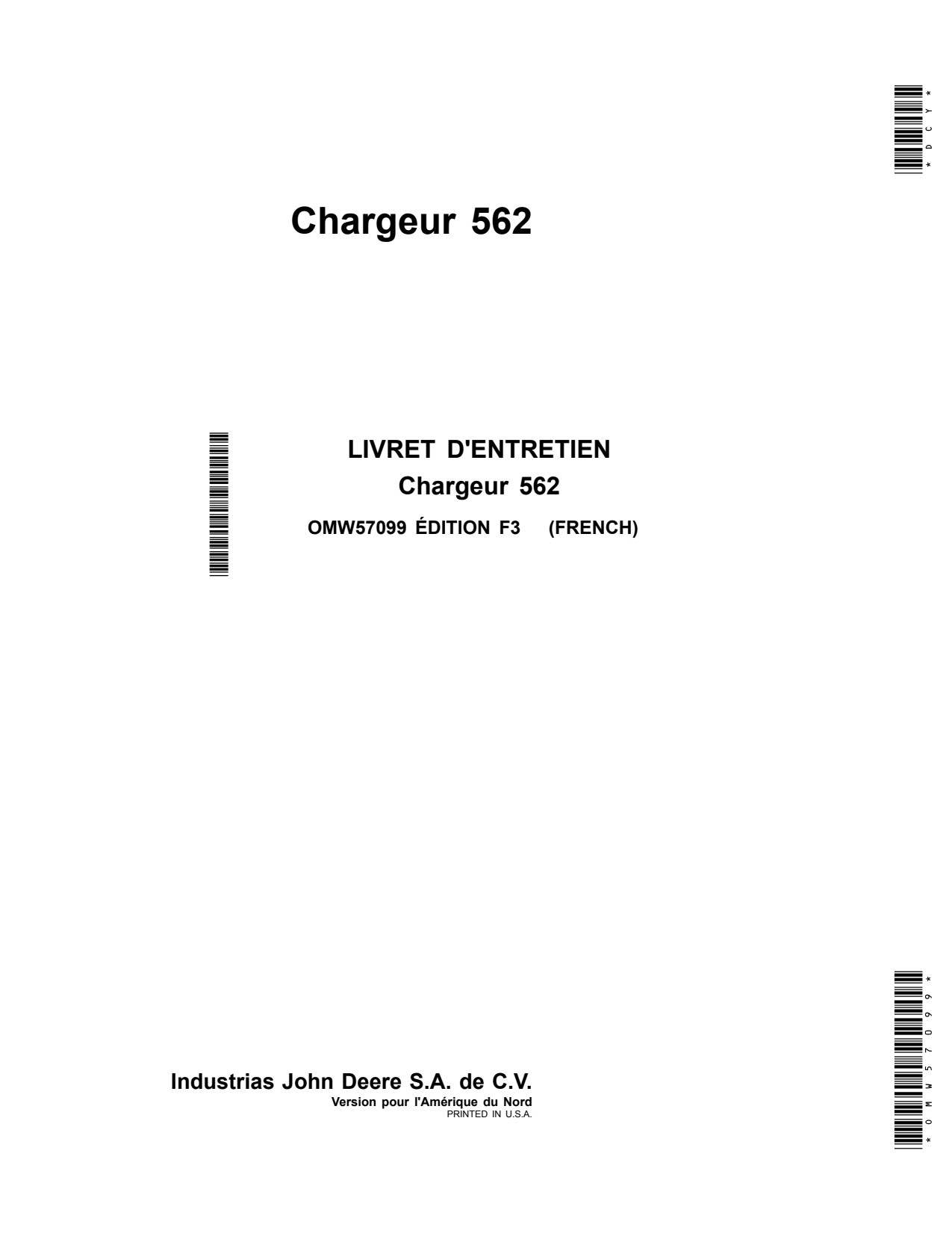 John Deere 5425 5083E 562 Loader Operator Manual OMW57099 FR 1 John Deere 5425 5083E 562 Loader Operator Manual OMW57099 FR