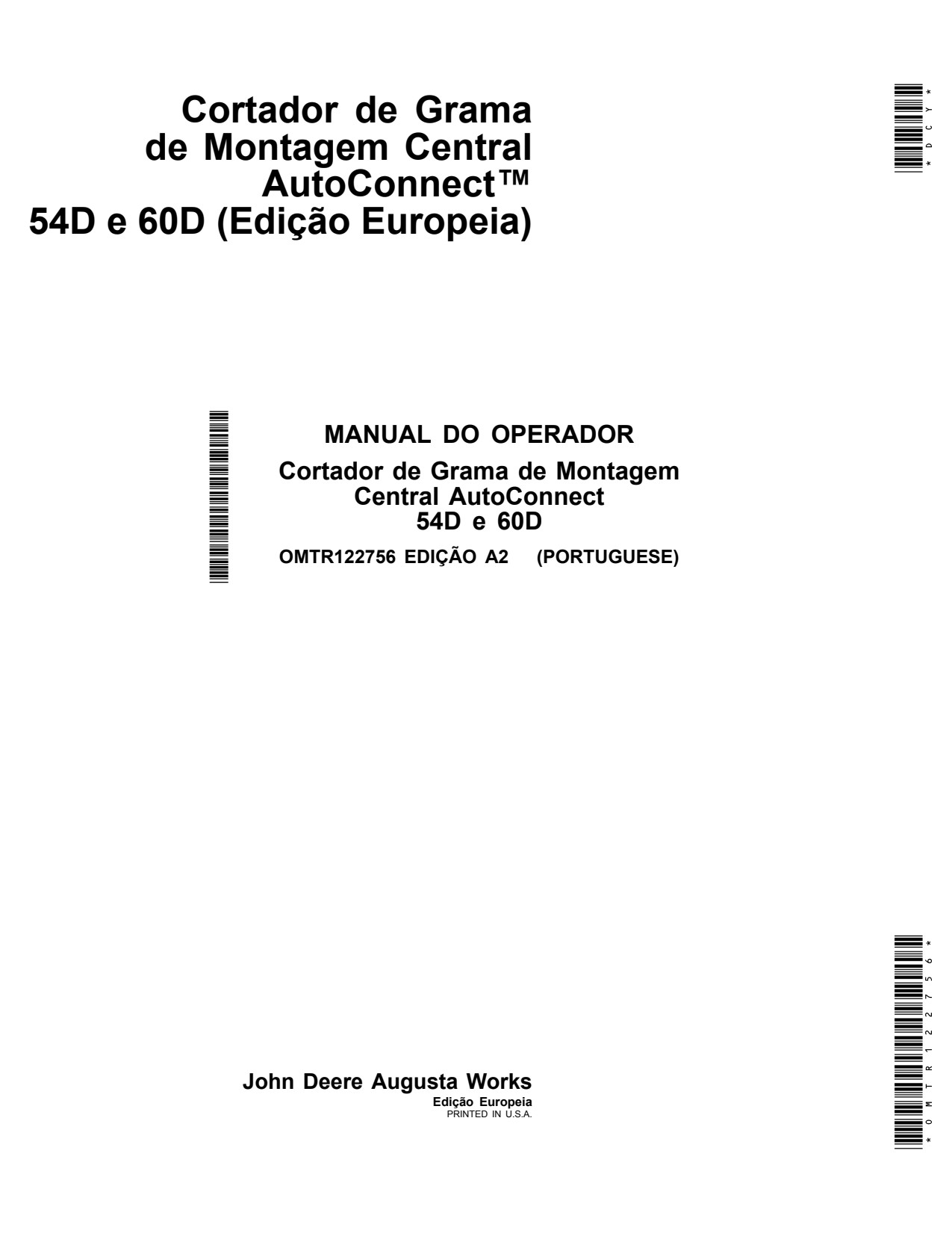 John Deere 54D 60D AND60D Mid-mount Mower Operator Manual OMTR122756 PT 1 John Deere 54D 60D AND60D Mid-mount Mower Operator Manual OMTR122756 PT