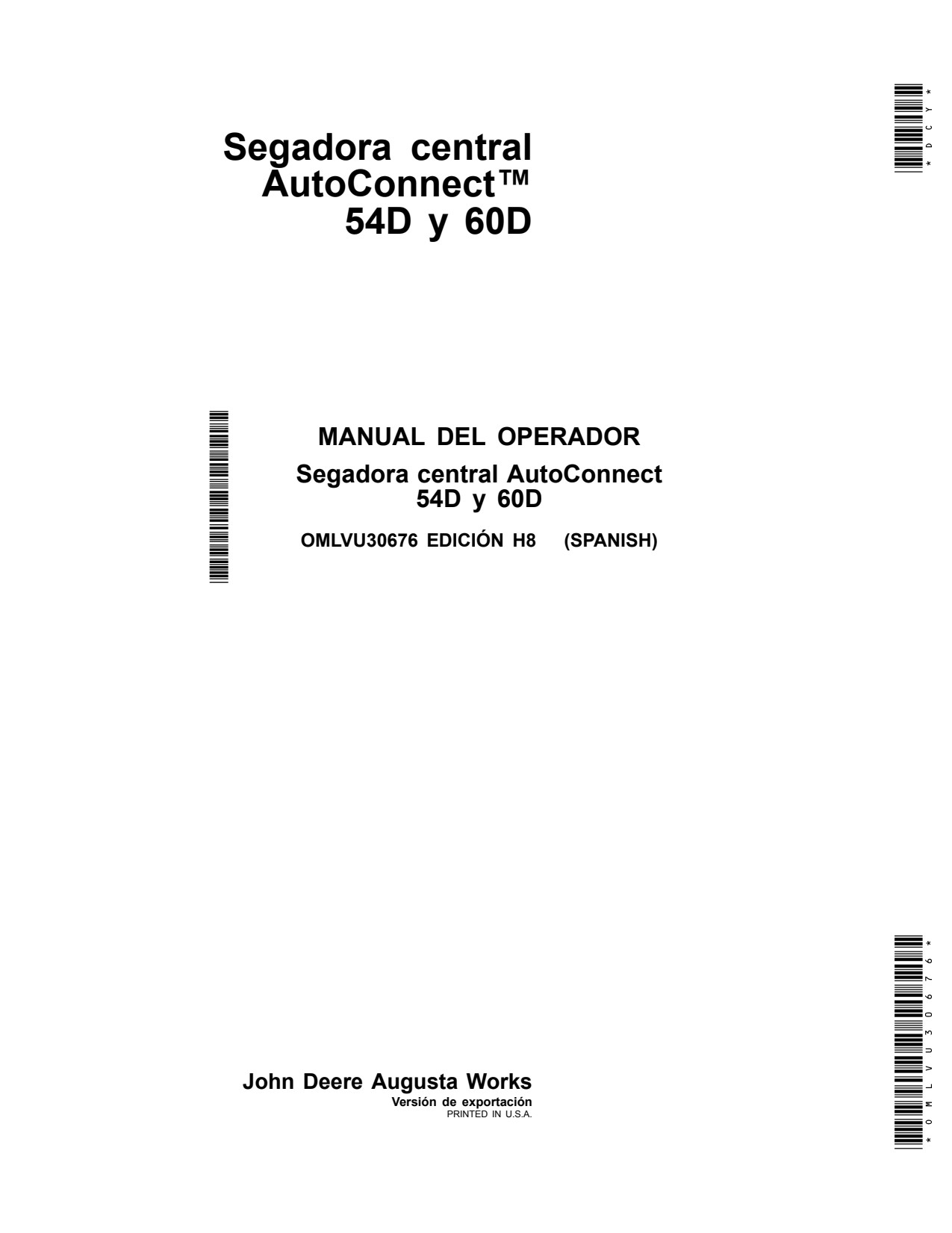 John Deere 54D 60D Mid-mount Mower Operator Manual OMLVU30676 ES 1 John Deere 54D 60D Mid-mount Mower Operator Manual OMLVU30676 ES