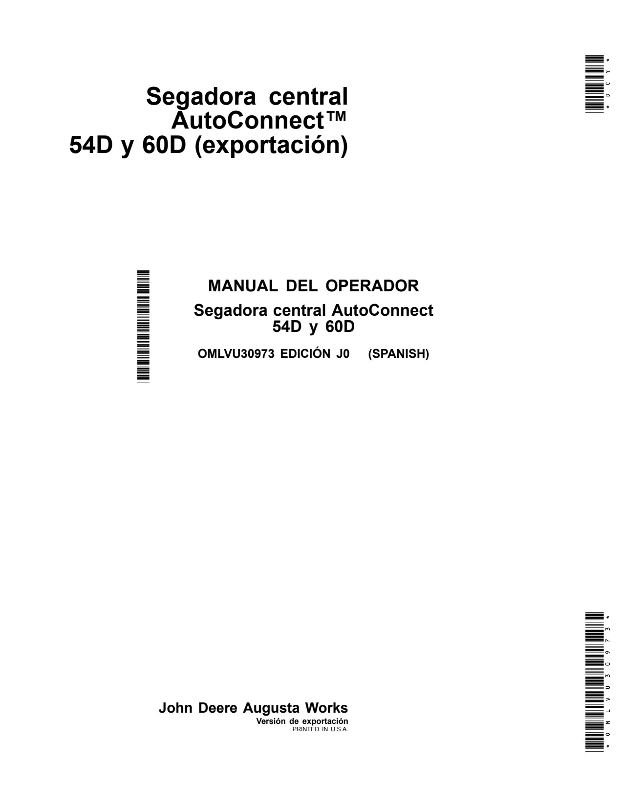 John Deere 54D 60D Mid-mount Mower Operator Manual OMLVU30973 ES 1 John Deere 54D 60D Mid-mount Mower Operator Manual OMLVU30973 ES