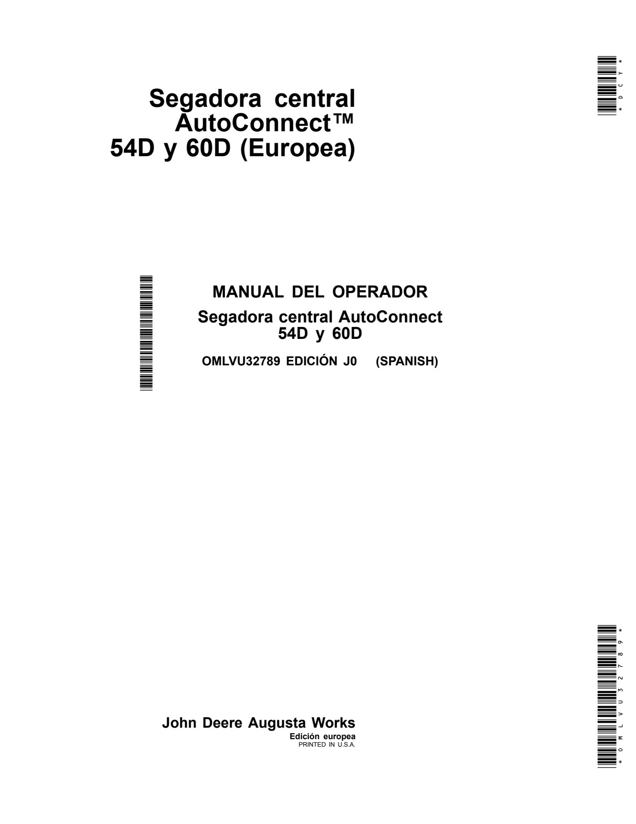John Deere 54D 60D Mid-mount Mower Operator Manual OMLVU32789 ES 1 John Deere 54D 60D Mid-mount Mower Operator Manual OMLVU32789 ES