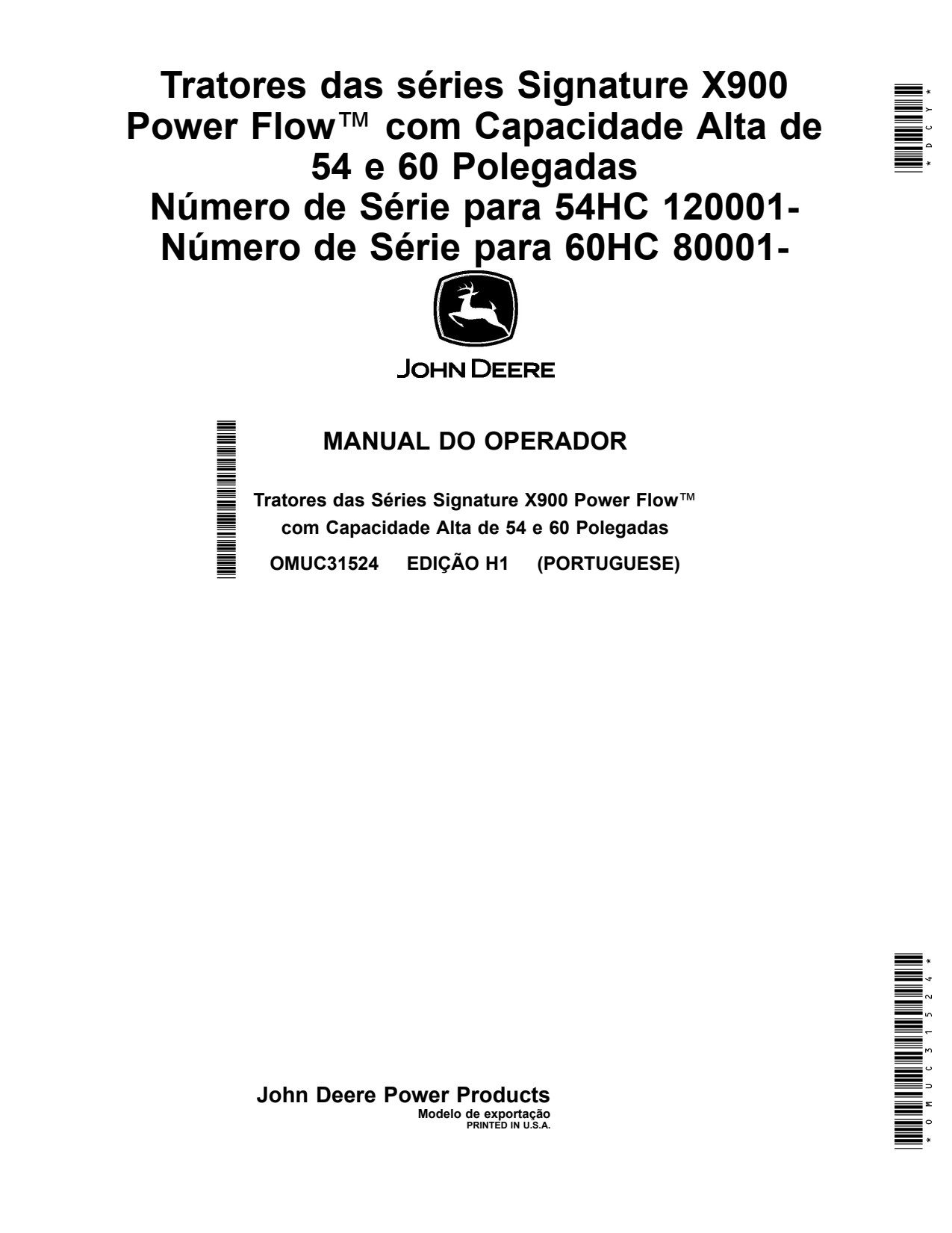 John Deere 54HC 60HC X940 X948 X949 X900 54 60 Garden Tractor Operator Manual OMUC31524 PT 1 John Deere 54HC 60HC X940 X948 X949 X900 54 60 Garden Tractor Operator Manual OMUC31524 PT