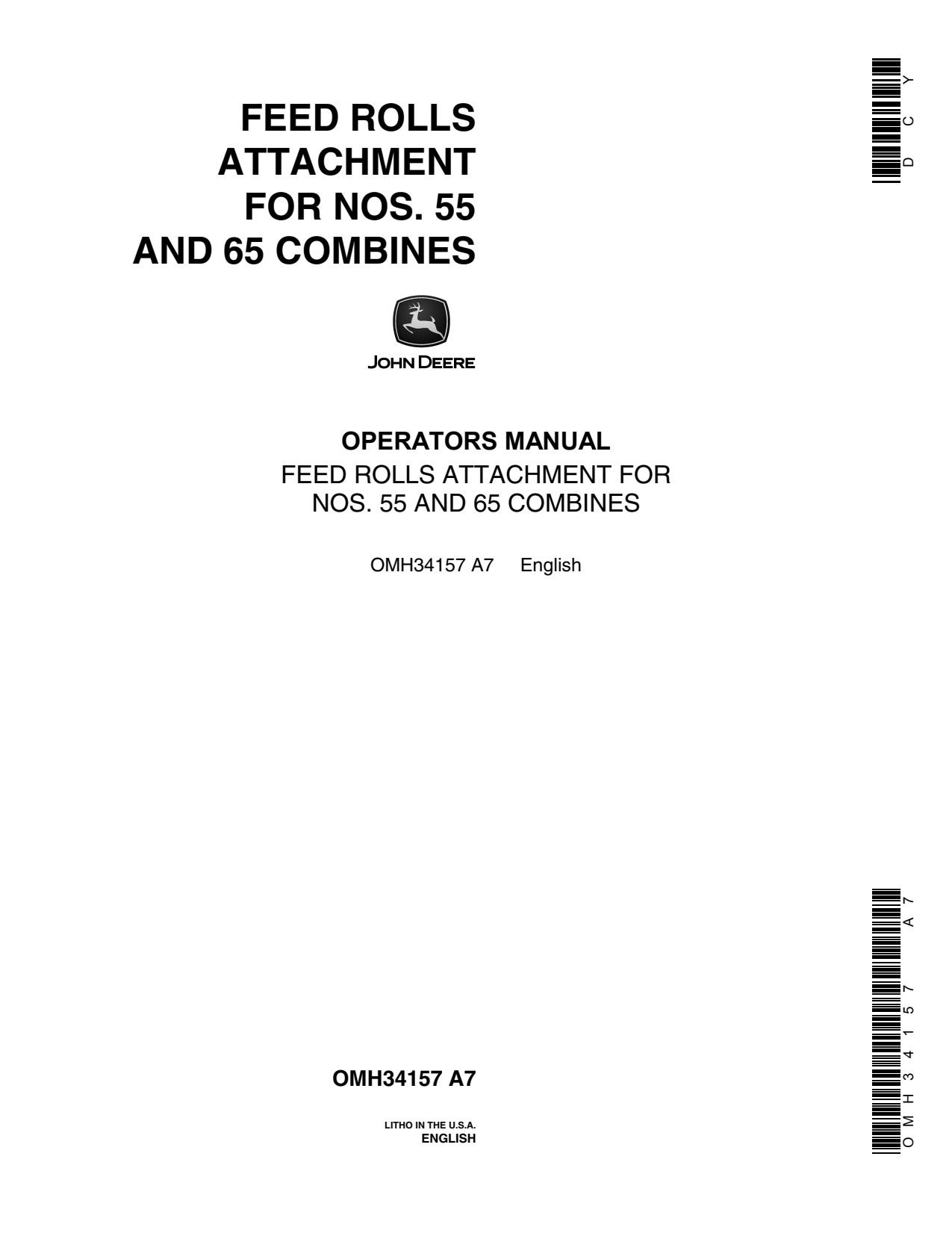 John Deere 55 65 Feed Rolls Attachment Operator Manual OMH34157 1 John Deere 55 65 Feed Rolls Attachment Operator Manual OMH34157