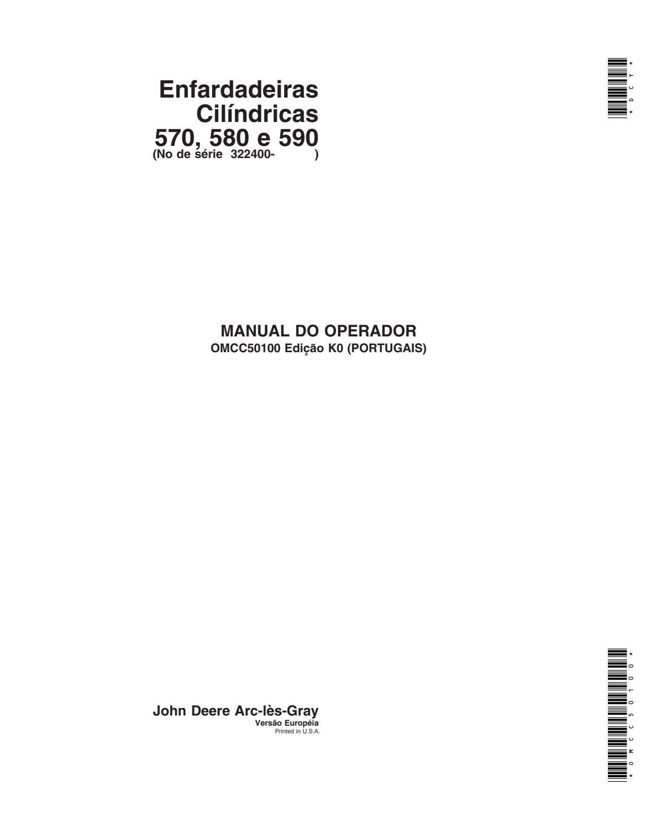 John Deere 570 to 590 Round Baler Operator Manual OMCC50100 PT 1 John Deere 570 to 590 Round Baler Operator Manual OMCC50100 PT