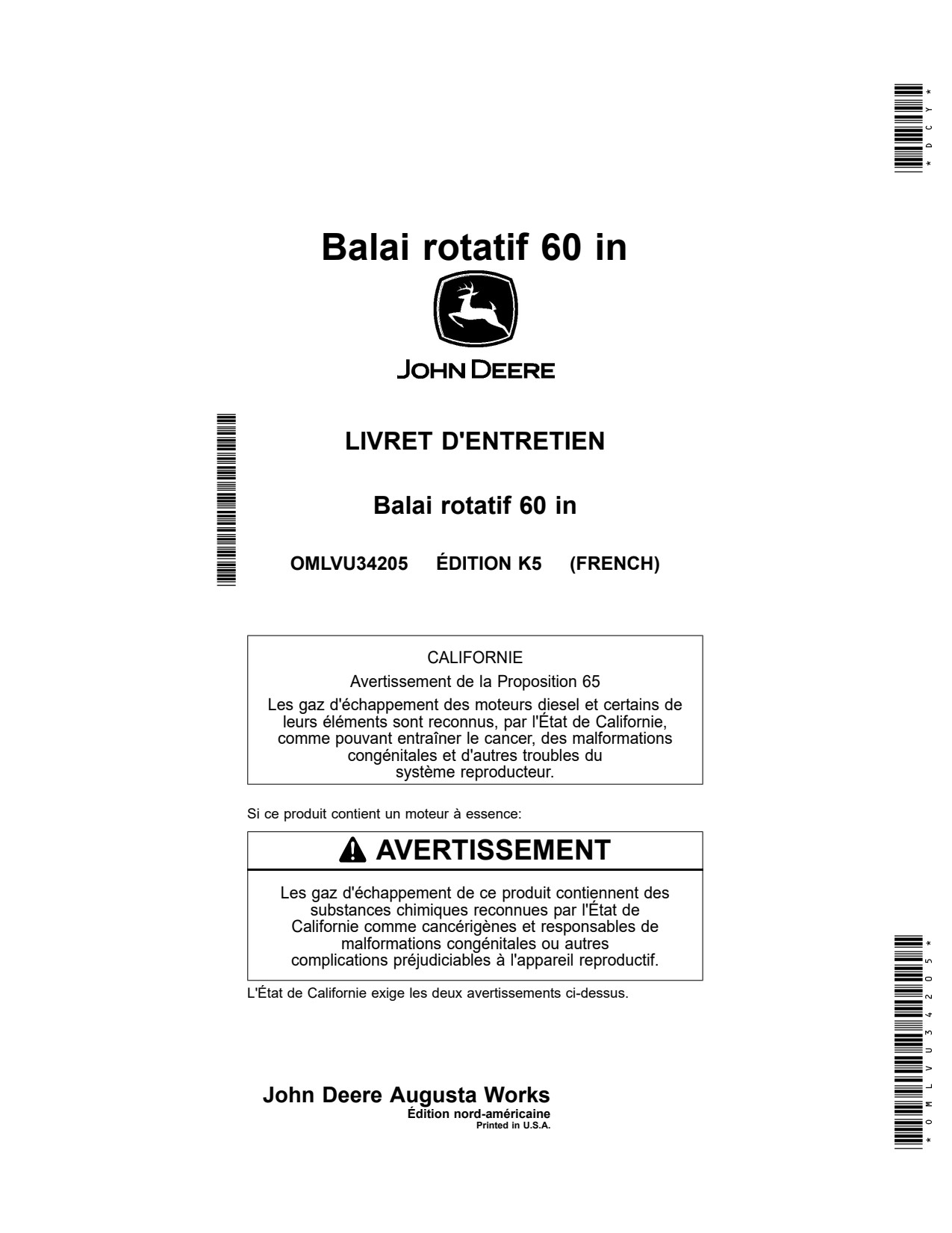 John Deere 60 Inch 1023E 1025R 2025R Rotary Broom Operator Manual OMLVU34205 FR 1 John Deere 60 Inch 1023E 1025R 2025R Rotary Broom Operator Manual OMLVU34205 FR