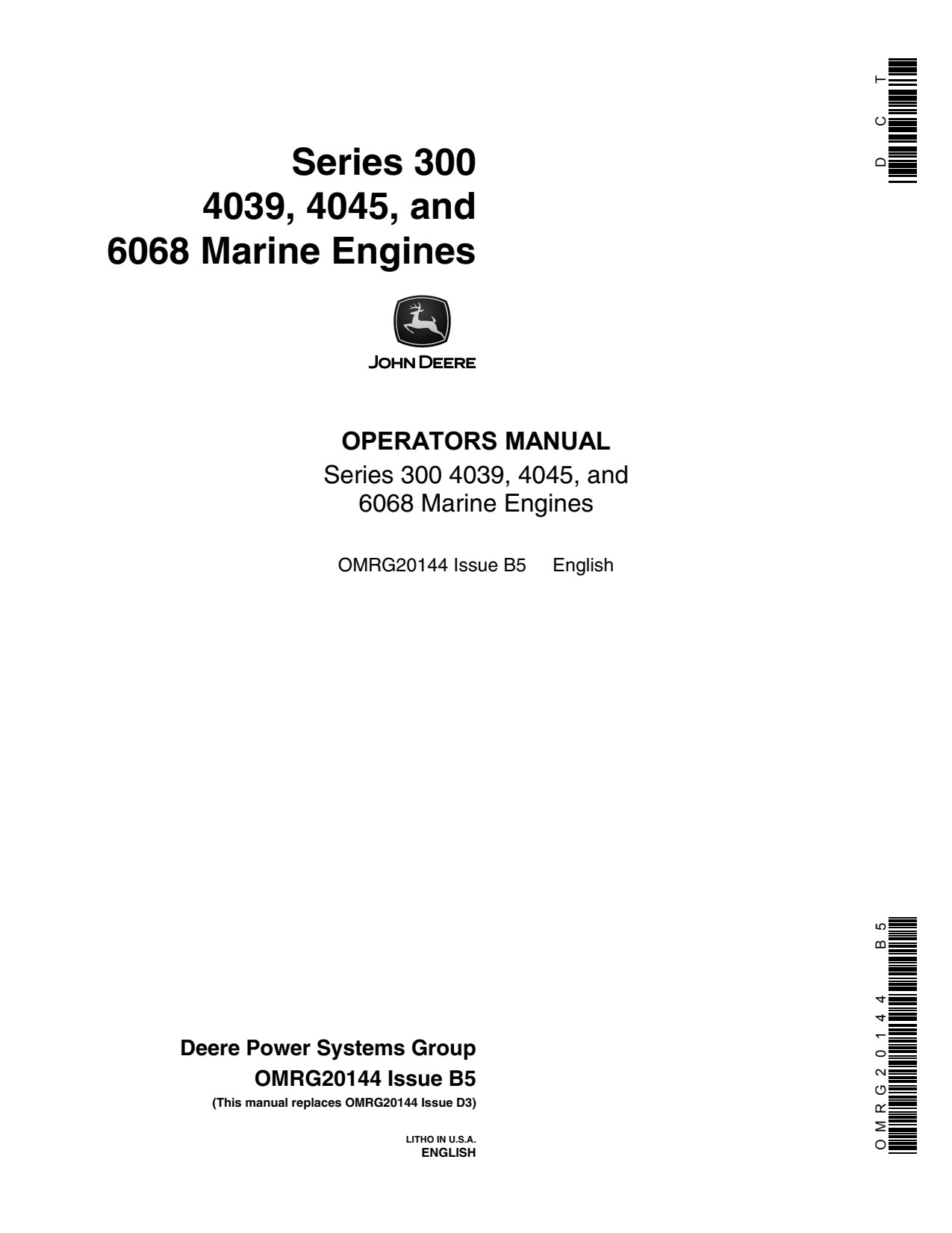 John Deere 6068 4045 300 4039 Marine Engine Operator Manual OMRG20144 1 John Deere 6068 4045 300 4039 Marine Engine Operator Manual OMRG20144