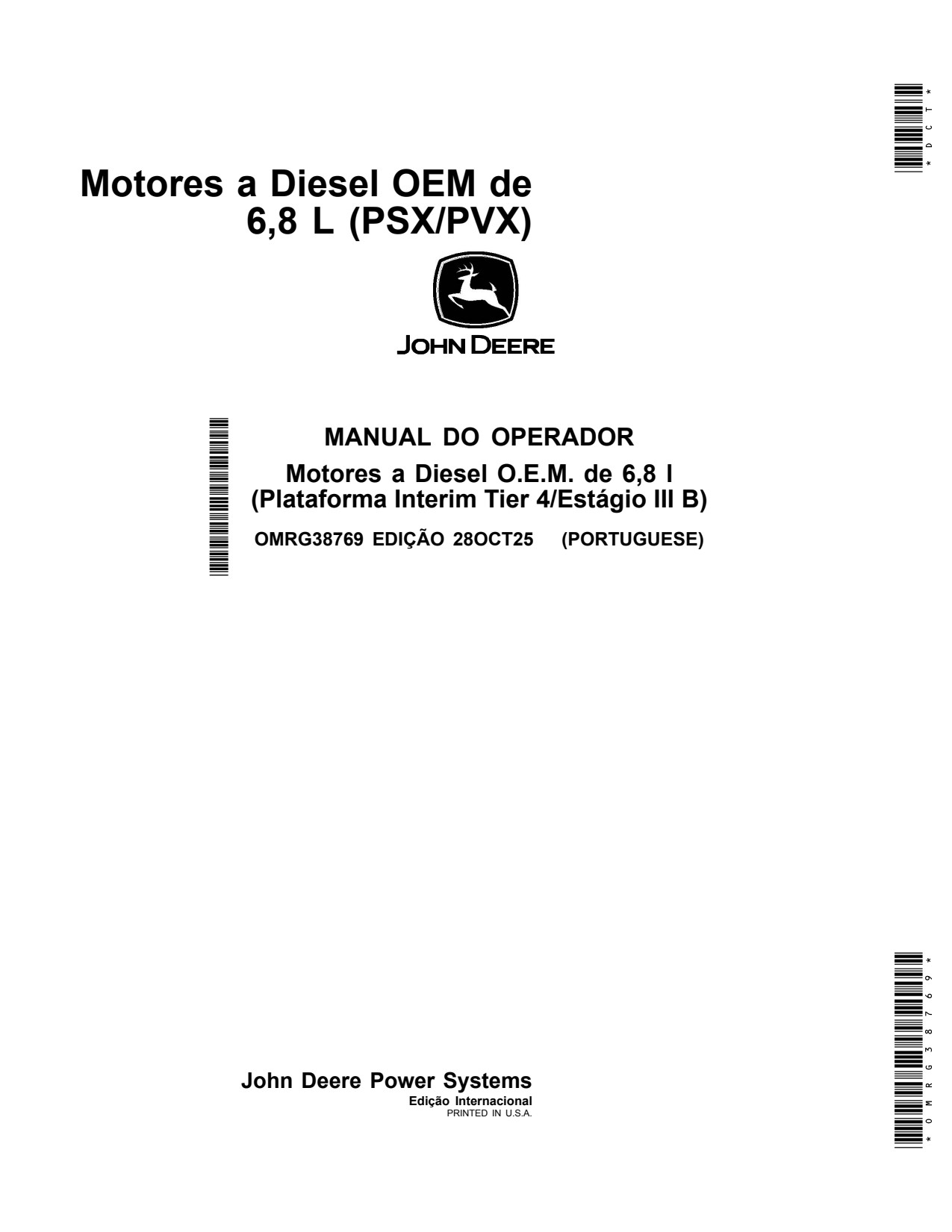 John Deere 6068 6.8L 6068HFC93 6068HFC94 6068HFC95 6068HFG94 6068HFG95 Marine Diesel Engine Operator Manual OMRG38769 PT 1 John Deere 6068 6.8L 6068HFC93 6068HFC94 6068HFC95 6068HFG94 6068HFG95 Marine Diesel Engine Operator Manual OMRG38769 PT