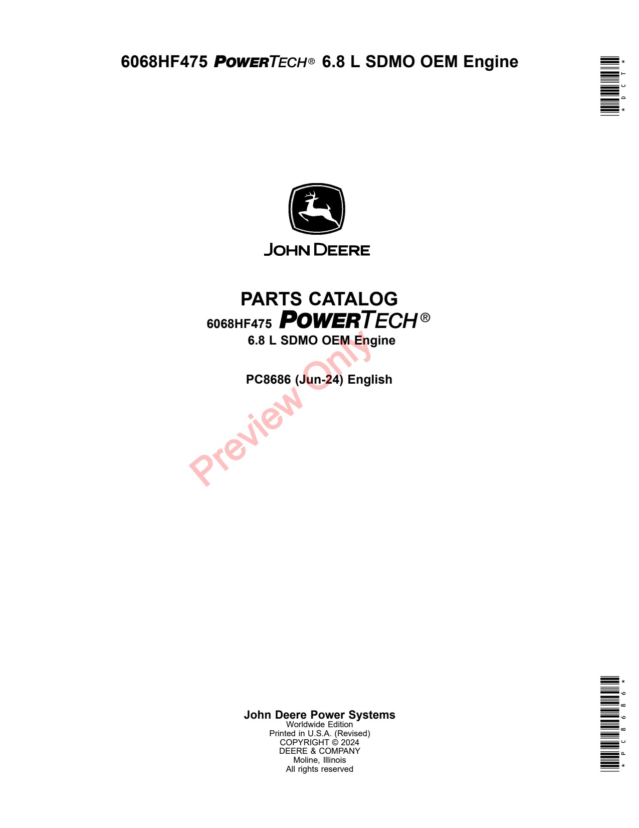 John Deere 6068HF475 SDMO OEM Engine Parts Catalog PC8686 1 John Deere 6068HF475 SDMO OEM Engine Parts Catalog PC8686
