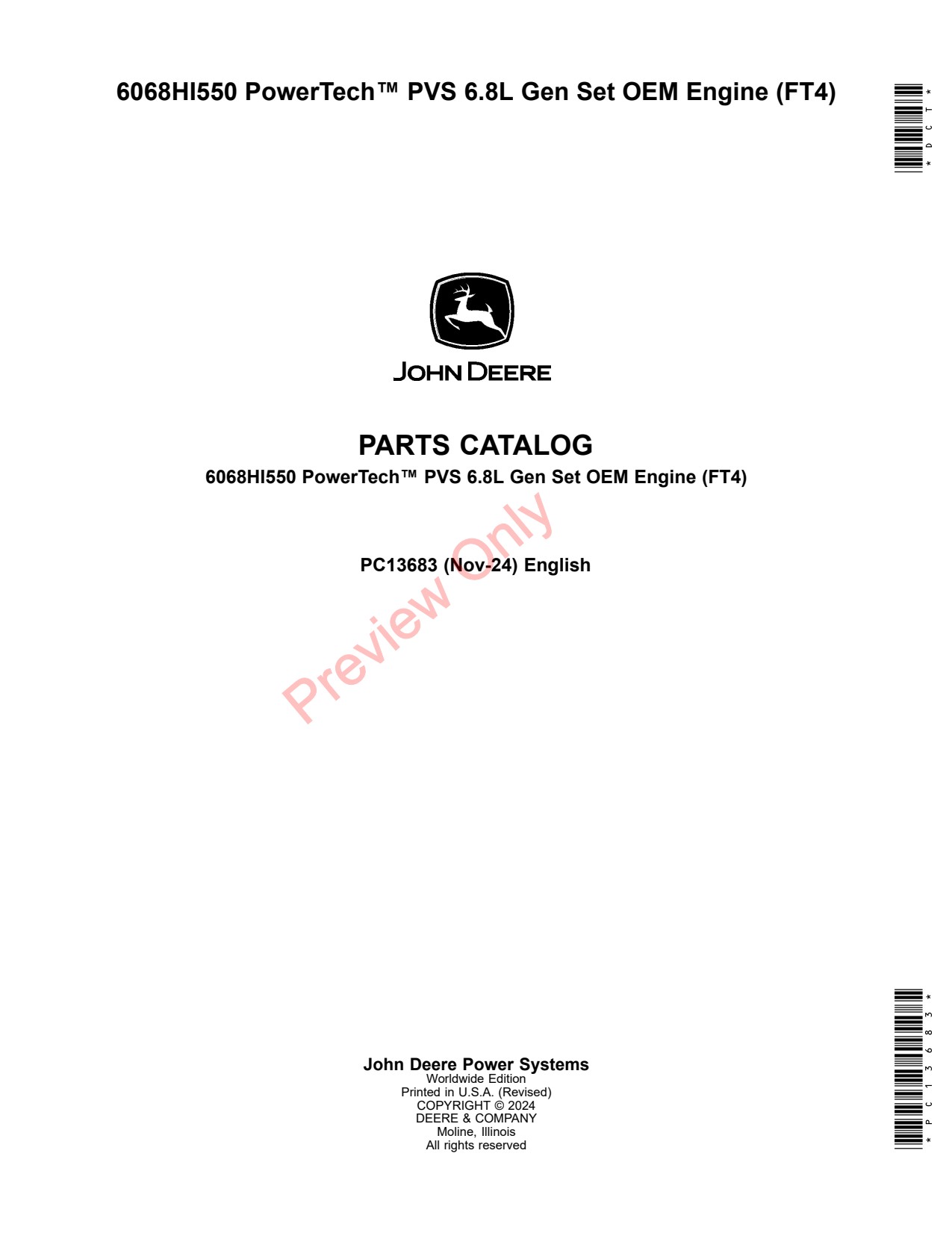 John Deere 6068HI550 8L FT4 Set OEM Engine Parts Catalog PC13683 1 John Deere 6068HI550 8L FT4 Set OEM Engine Parts Catalog PC13683