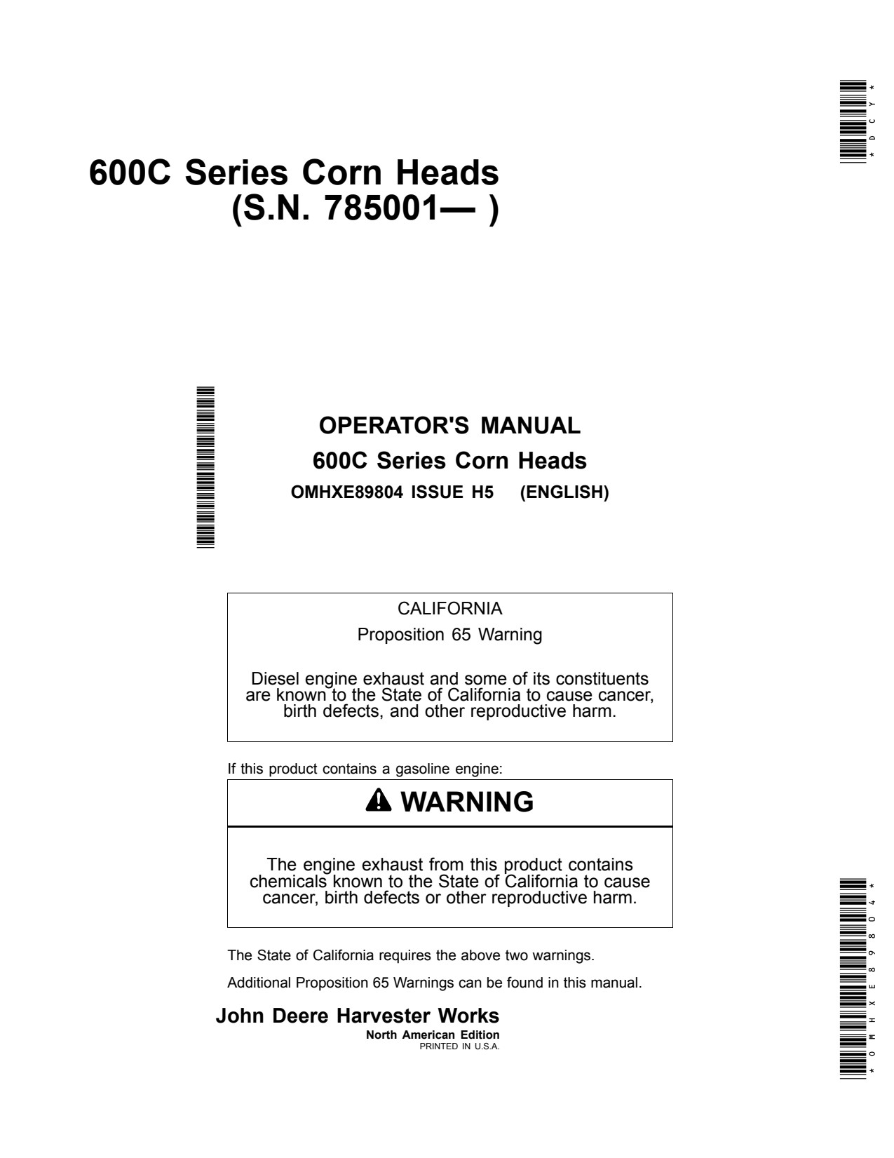 John Deere 606C 608C 612C 616C 618C 600C Corn Head Operator Manual OMHXE89804 1 John Deere 606C 608C 612C 616C 618C 600C Corn Head Operator Manual OMHXE89804