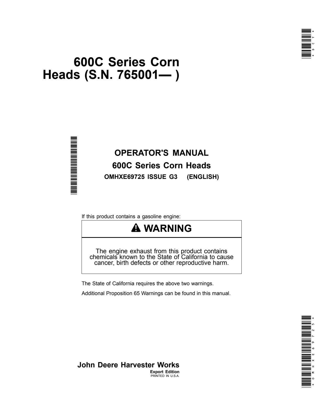 John Deere 606C 612C 616C 618C 608C 600C Corn Head Operator Manual OMHXE69725 1 John Deere 606C 612C 616C 618C 608C 600C Corn Head Operator Manual OMHXE69725